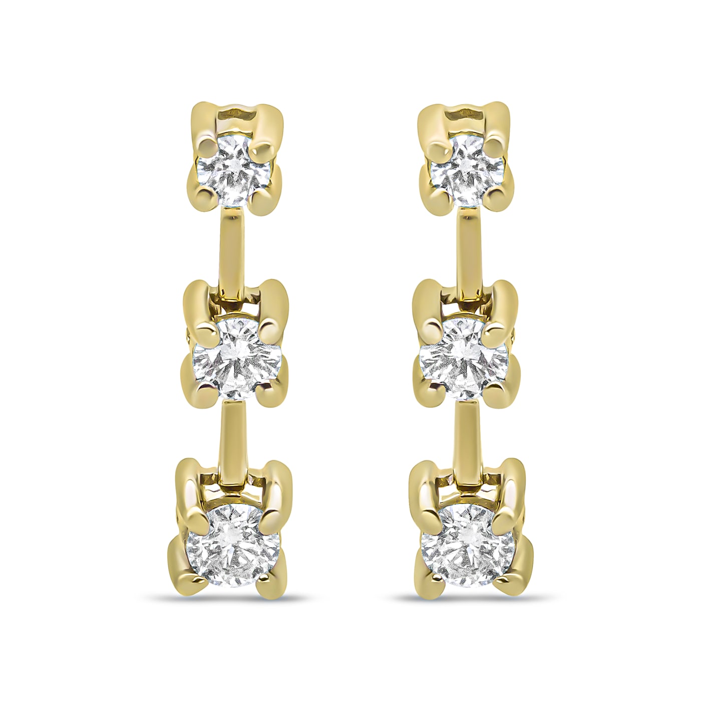 Daihana（3点） 14K Yellow Gold 1/2ctw Round Diamond 3 Stone Graduated Drop