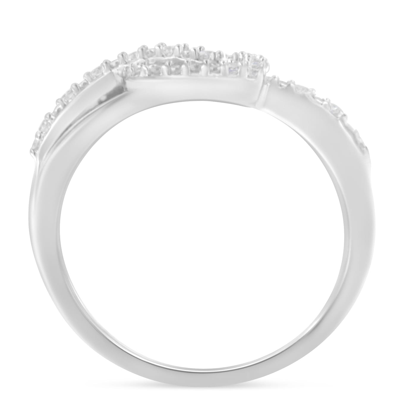 アクセサリー DIA crafted RING 1/8ctw Diamond Accent Open Heart Leaf Curvy Bypass Sterling