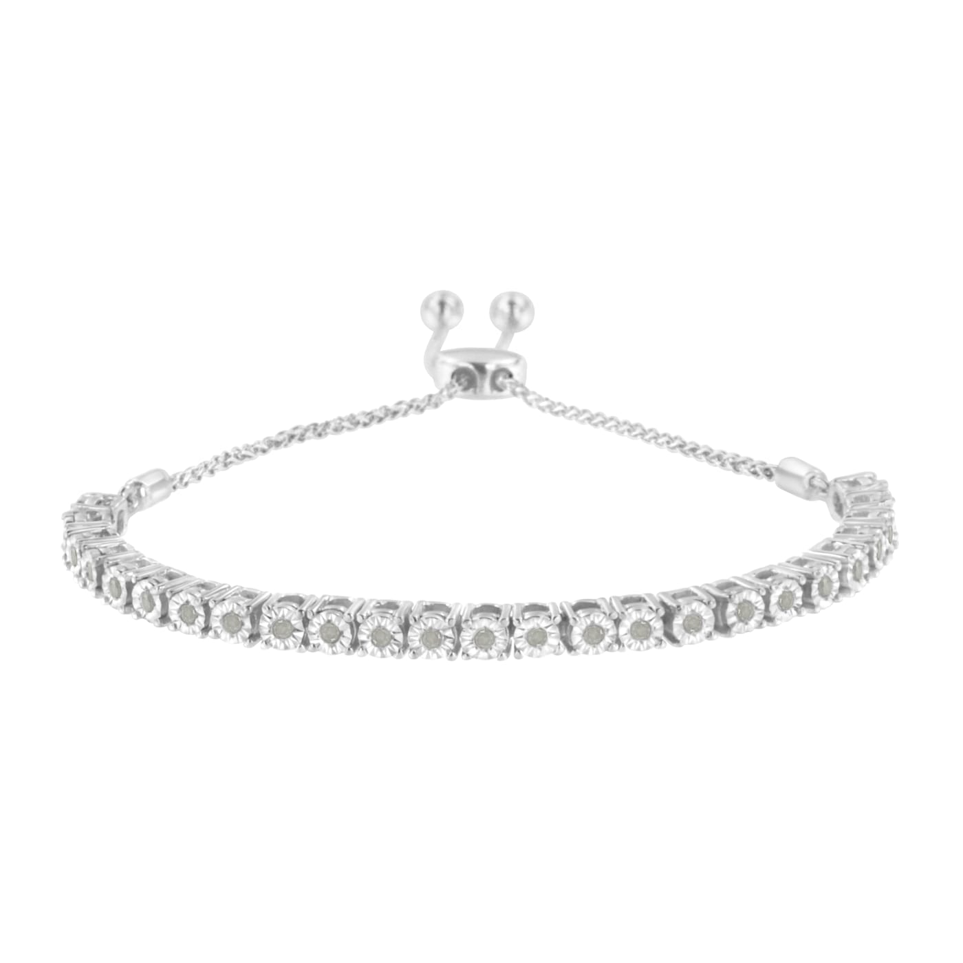 Sterling silver diamond bolo bracelet hotsell