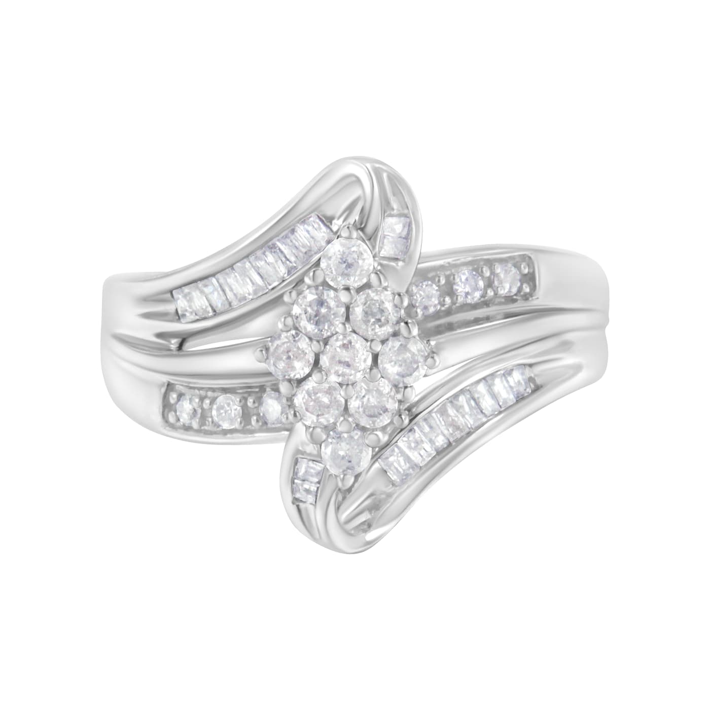 10K White Gold 1/2ctw Diamond Cluster Ring (H-I Clarity, I2-I3 Color)