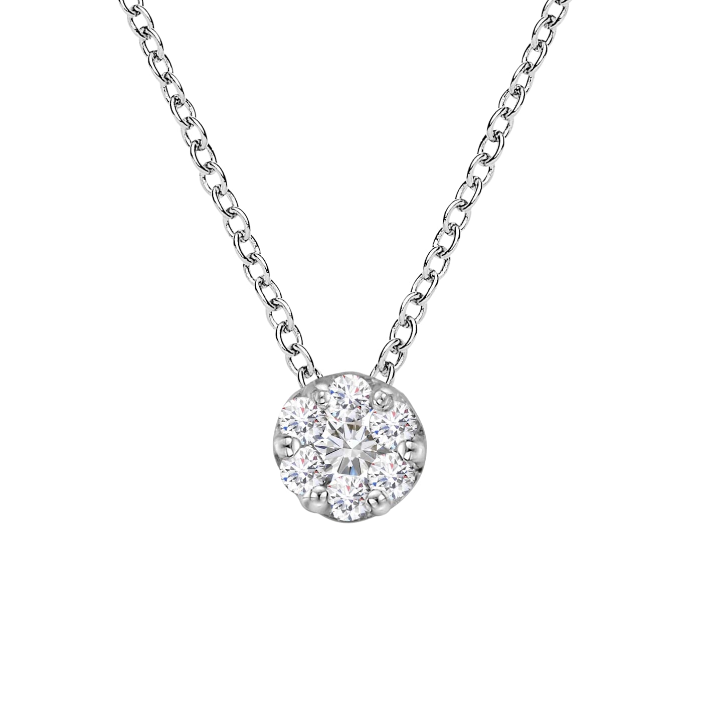 14K White Gold 1/4ctw Round Diamond Floral Cluster 18