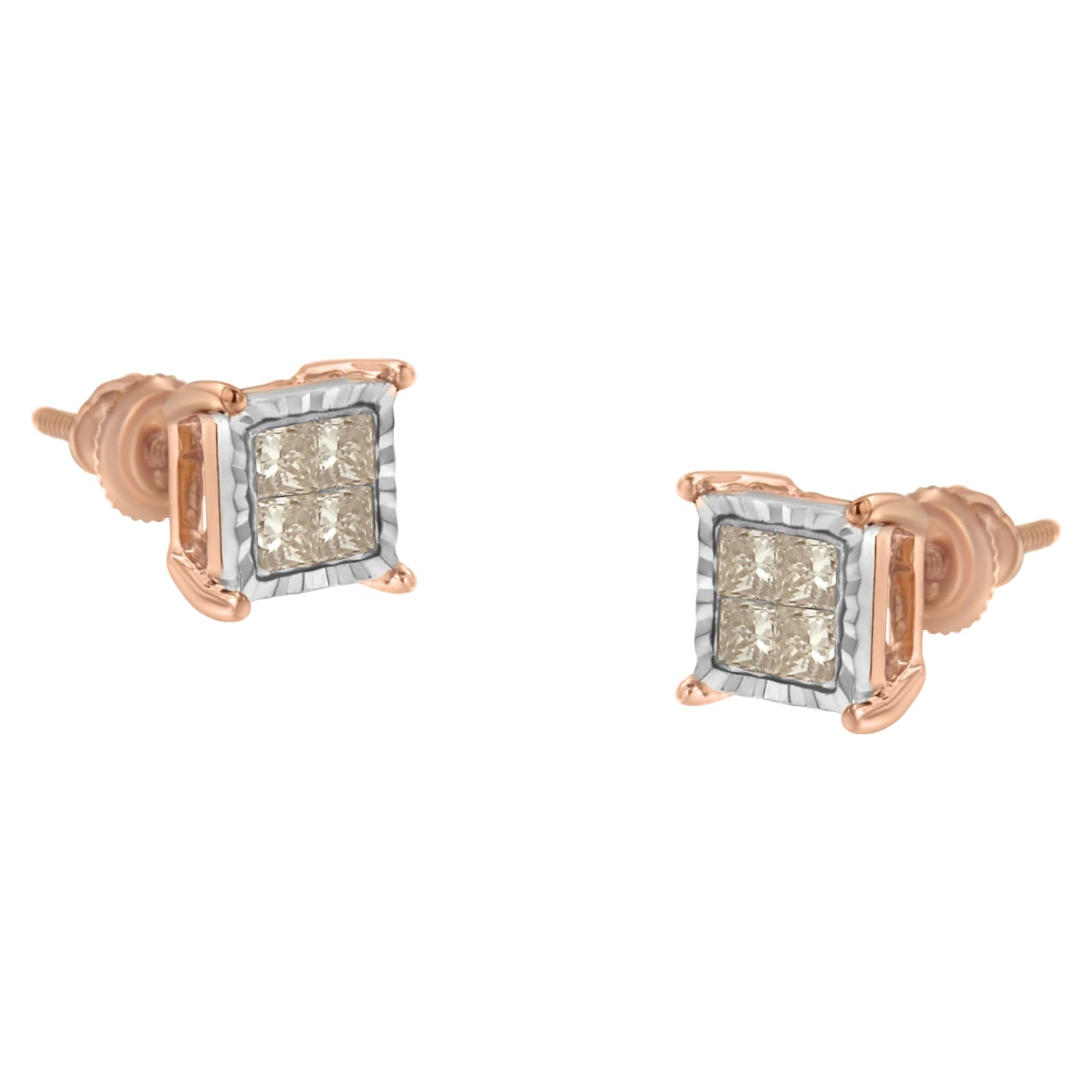 DKW ジュニア - テクノ 727 1/4 CT. T.W. Diamond Composite Framed Stud Earrings in 10K