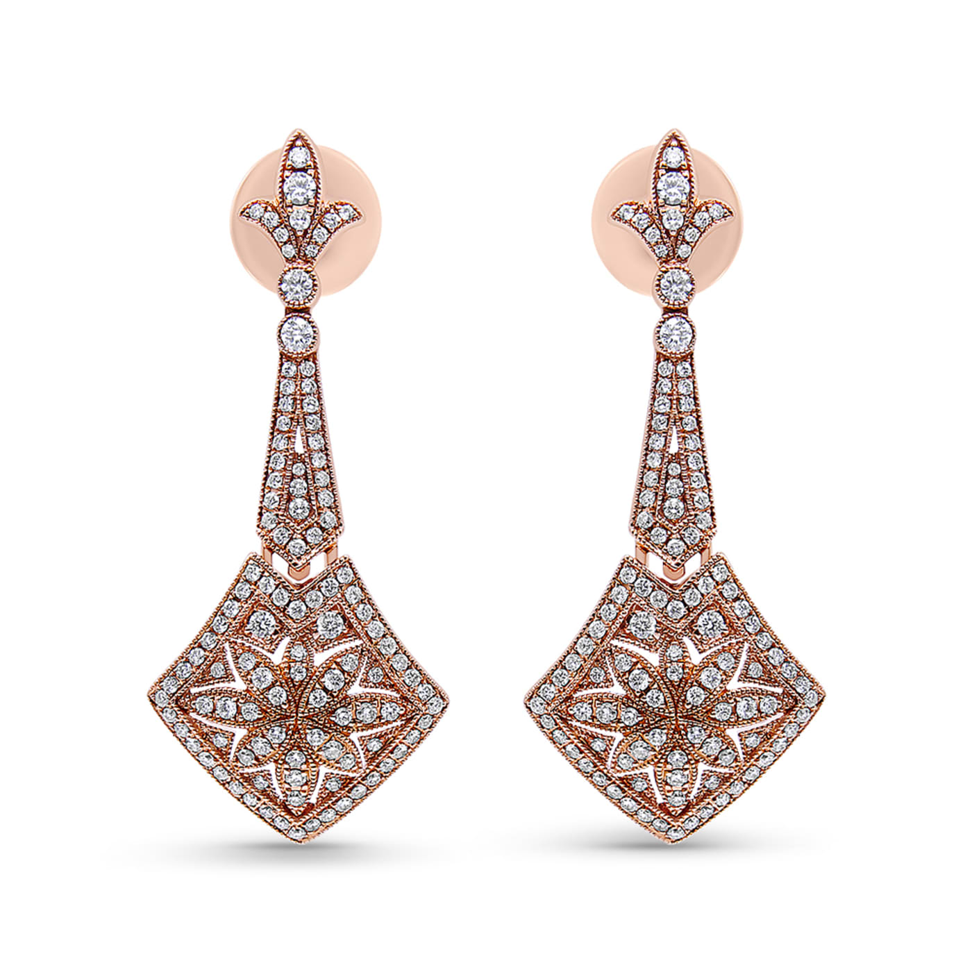 Rose gold sale diamond dangle earrings