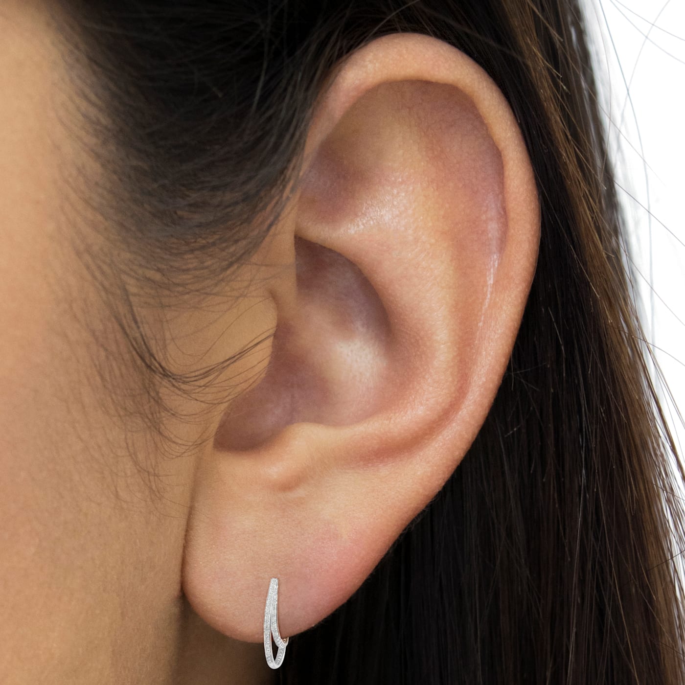 アクセサリー Born from Rock / Double Hoop Earring Sterling Silver 1/2ctw Miracle-Set Diamond Double Hoop with