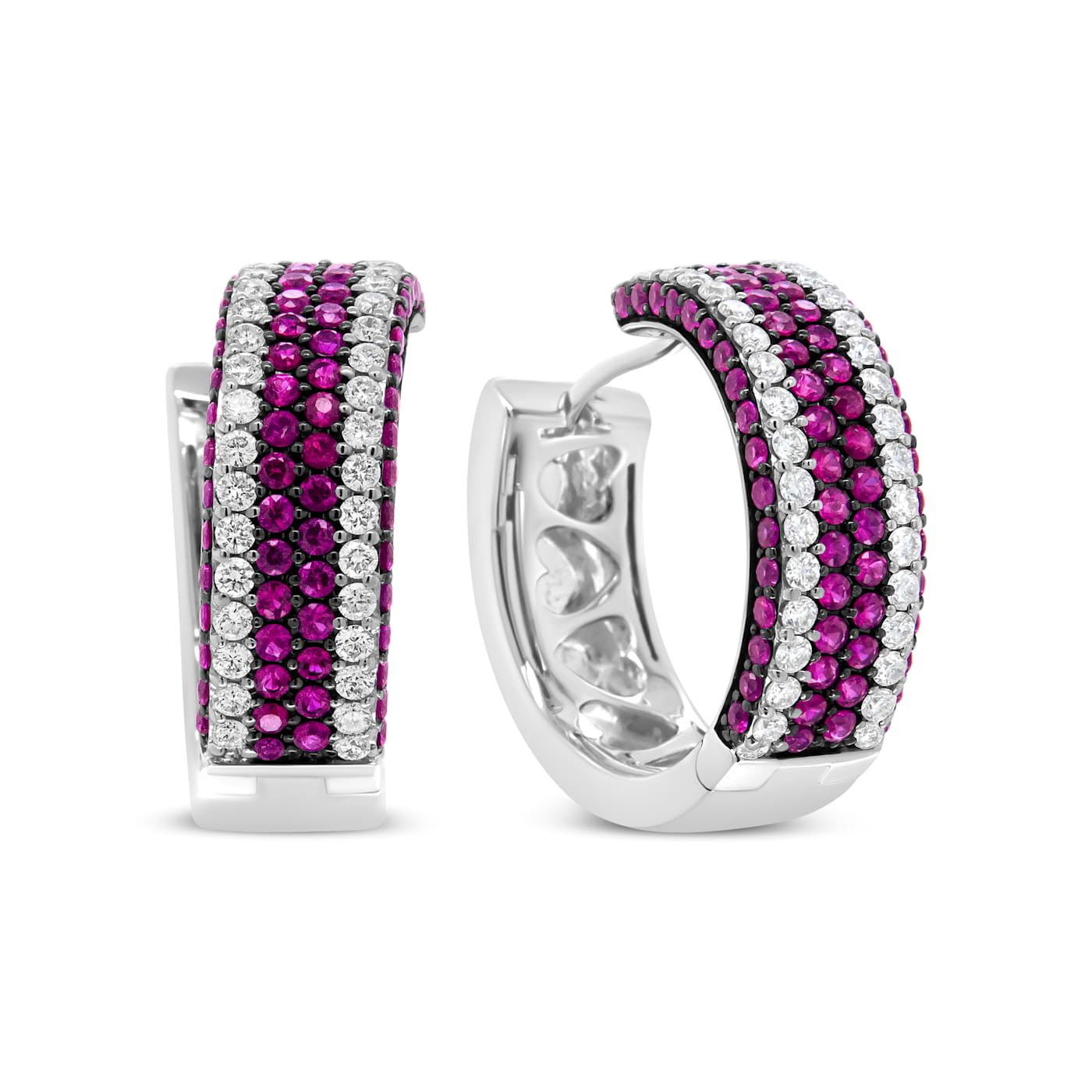 18K White Gold 1 7/8 Cttw Diamond and 1mm Round Red Ruby