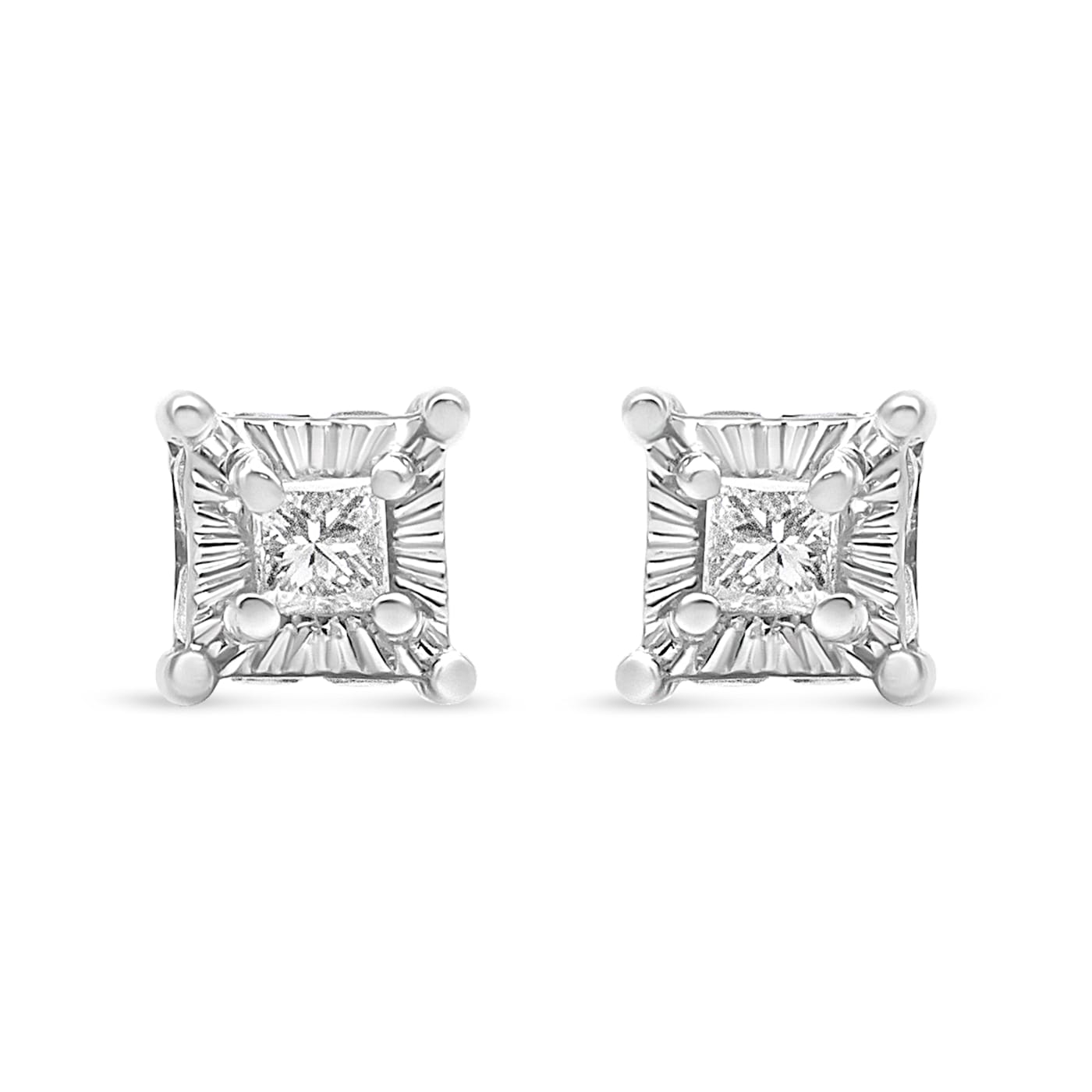 Sterling Silver 1/4ctw Miracle Set Princess-Cut Diamond