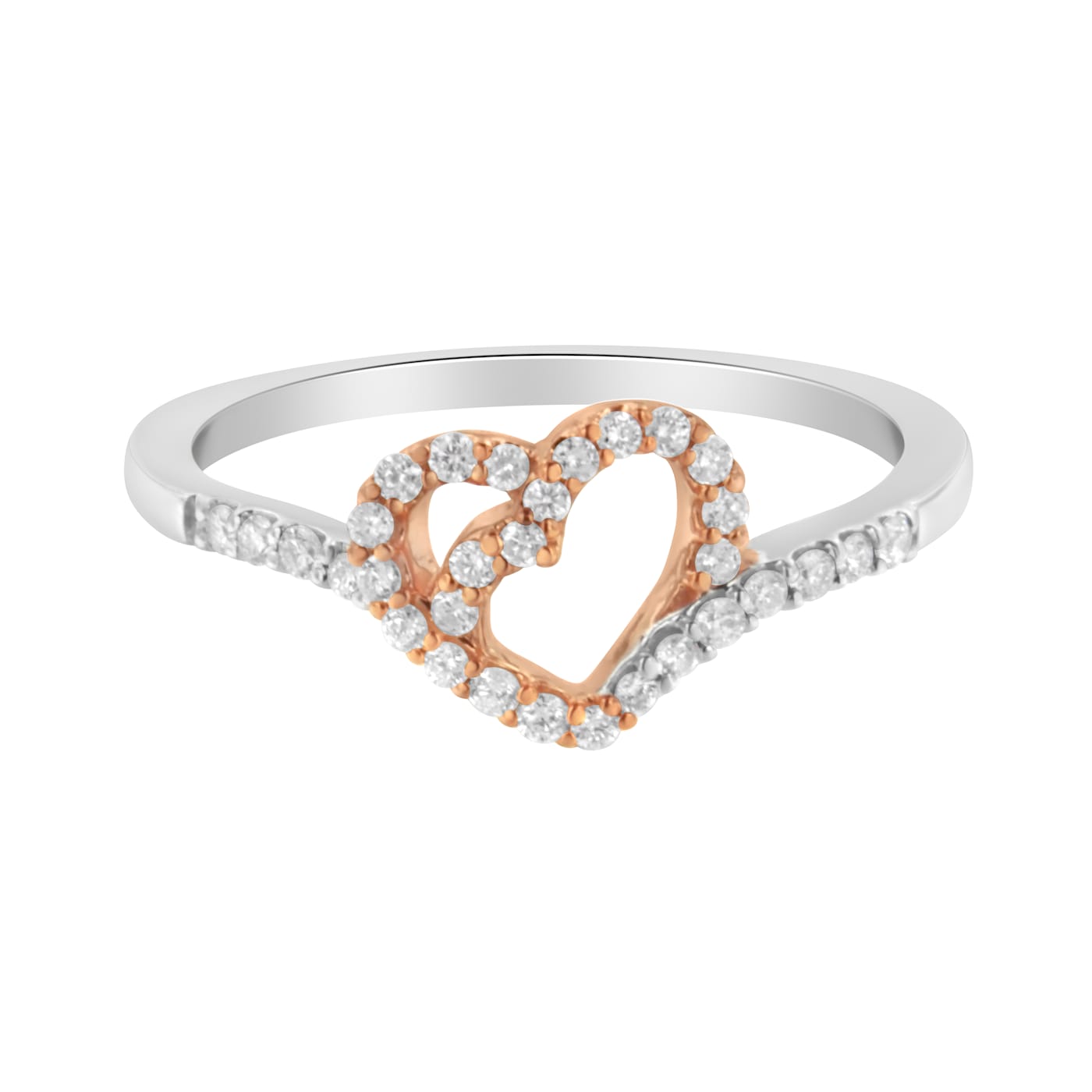 10K Rose Gold Over Sterling Silver 1/5ctw Diamond Two Tone