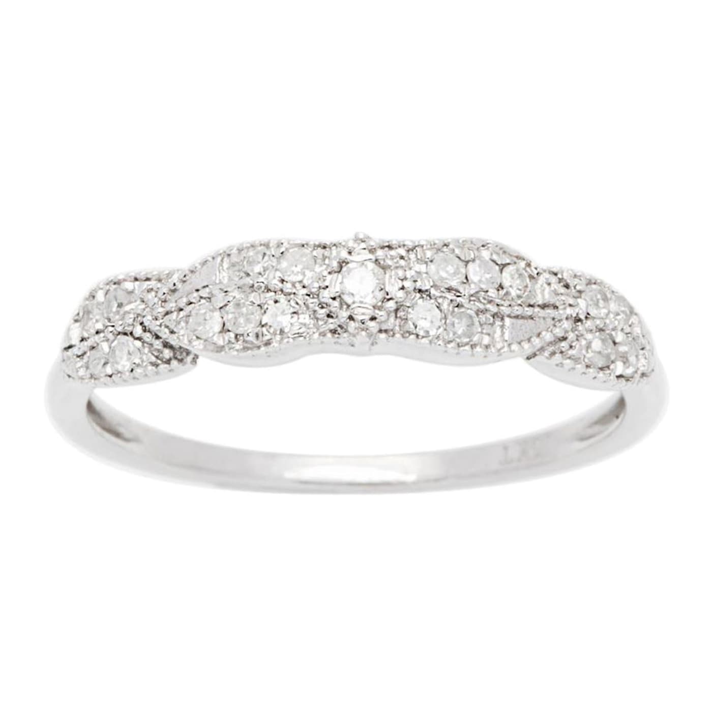 10k White Gold Diamond Vintage Style Anniversary Ring (1/7 cttw, H-I Color,  I1-I2 Clarity)