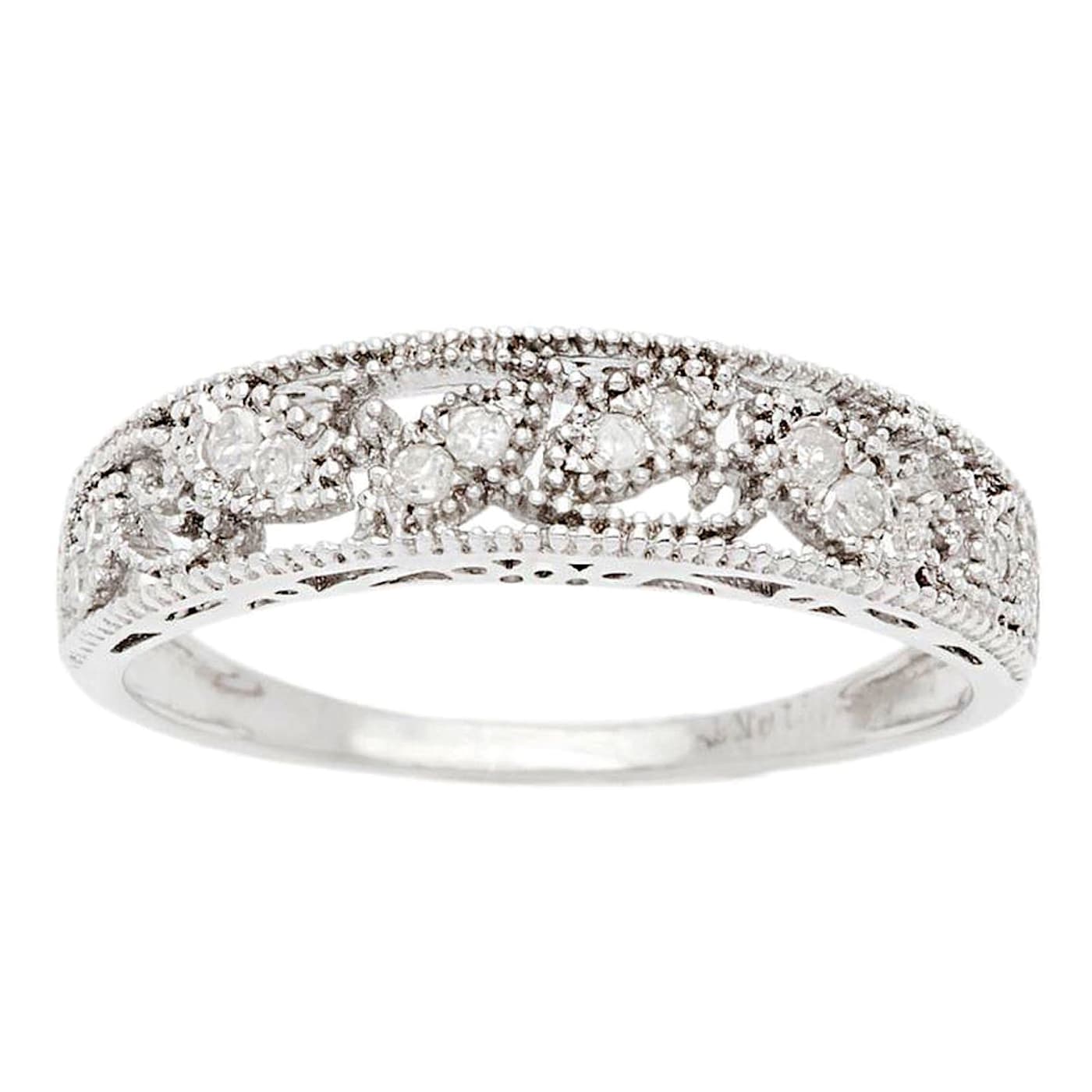 10k White Gold Vintage-Style Diamond Anniversary Band (0.08