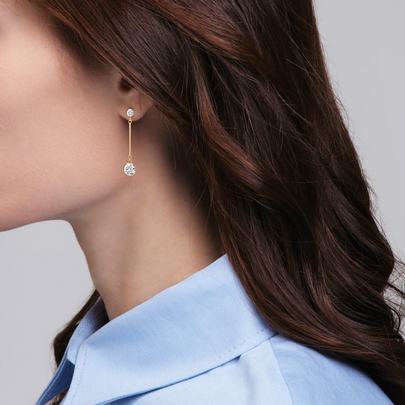 から厳選した White Long Topaz Filled Gold 14K in Earrings Drop and Stud トップス