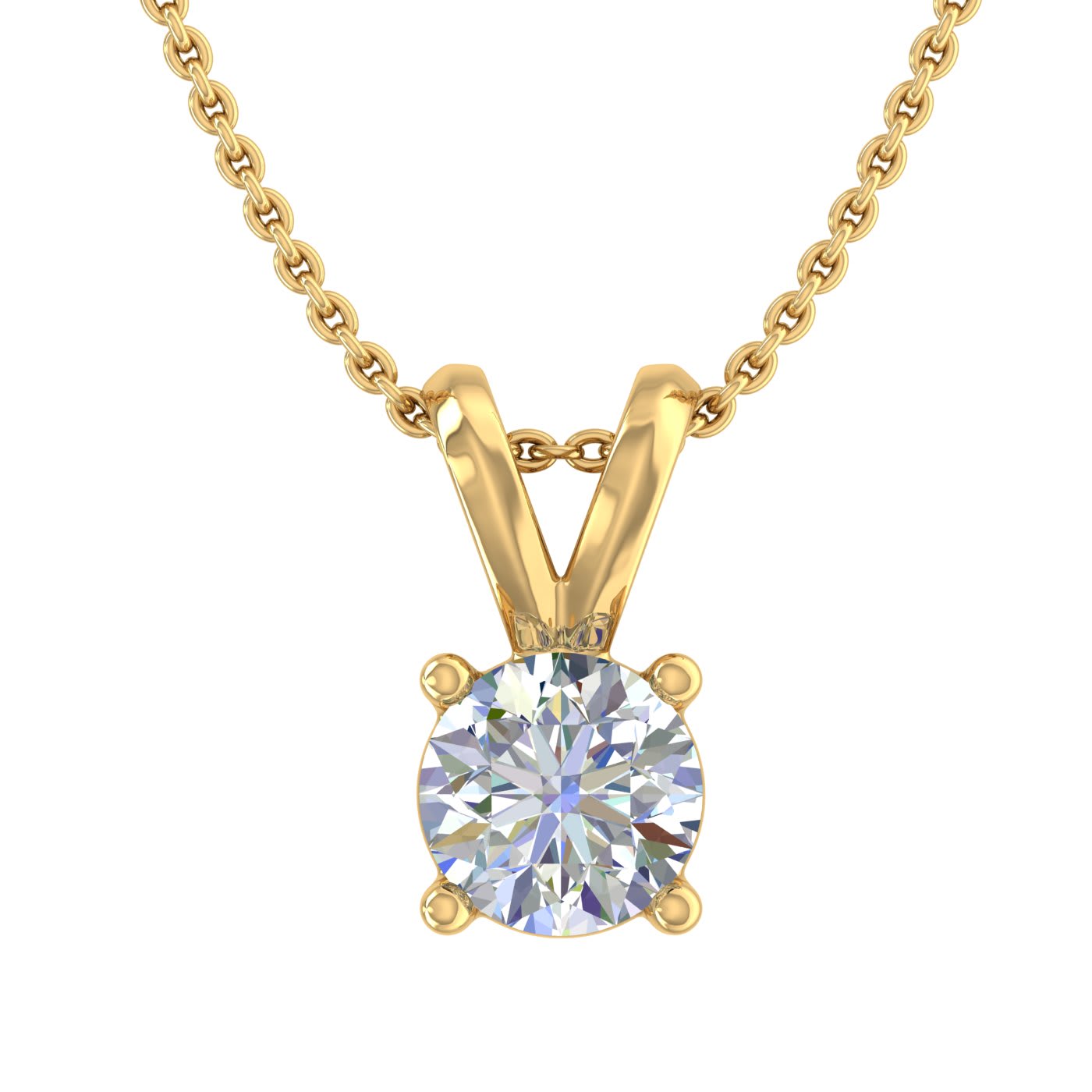 FINEROCK 1/3 Carat Diamond Solitaire Pendant Necklace in 14K 