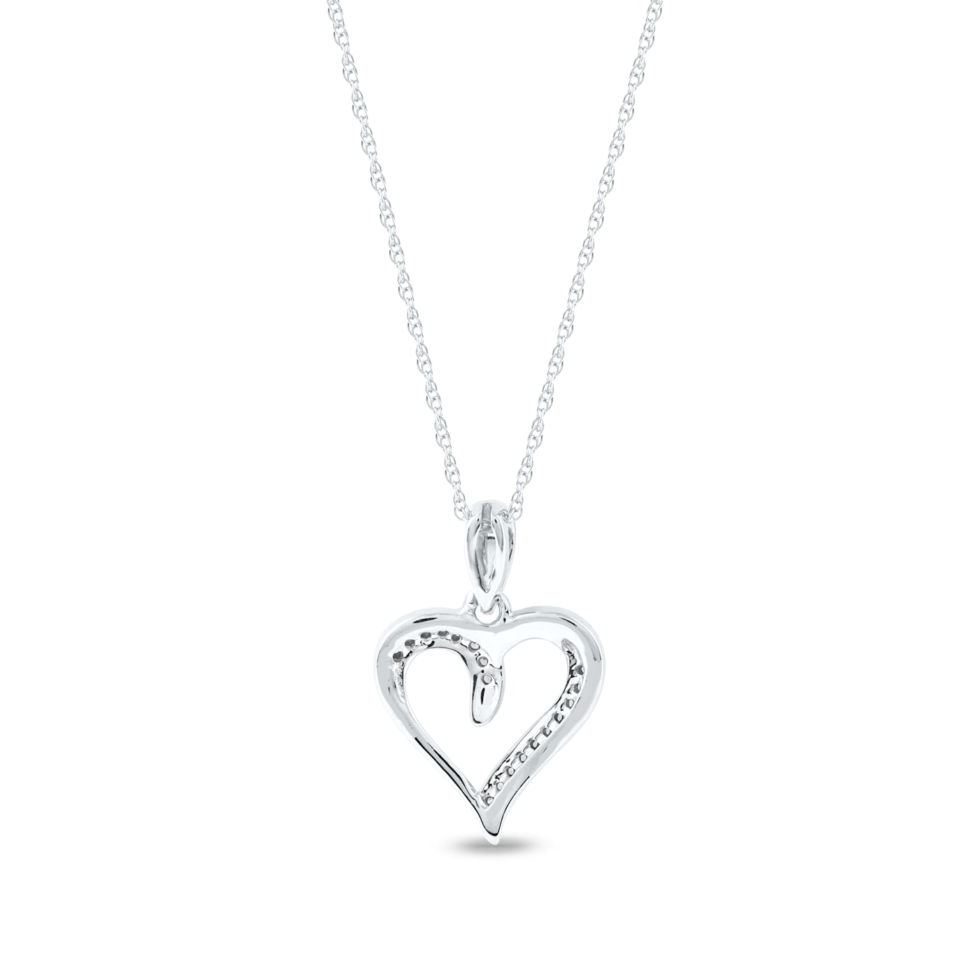 1/20ct TDW Diamond Heart Pendant Necklace in 10k White Gold - 112JYA