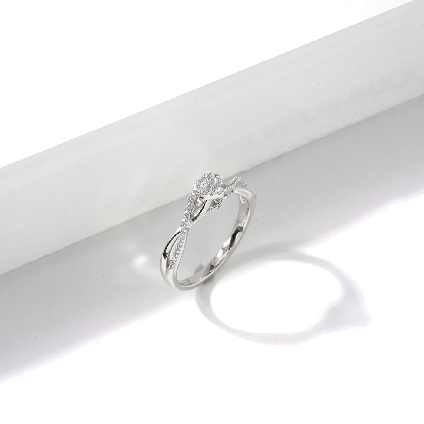 1/6ct TDW Diamond Cluster Heart Promise Ring in Sterling