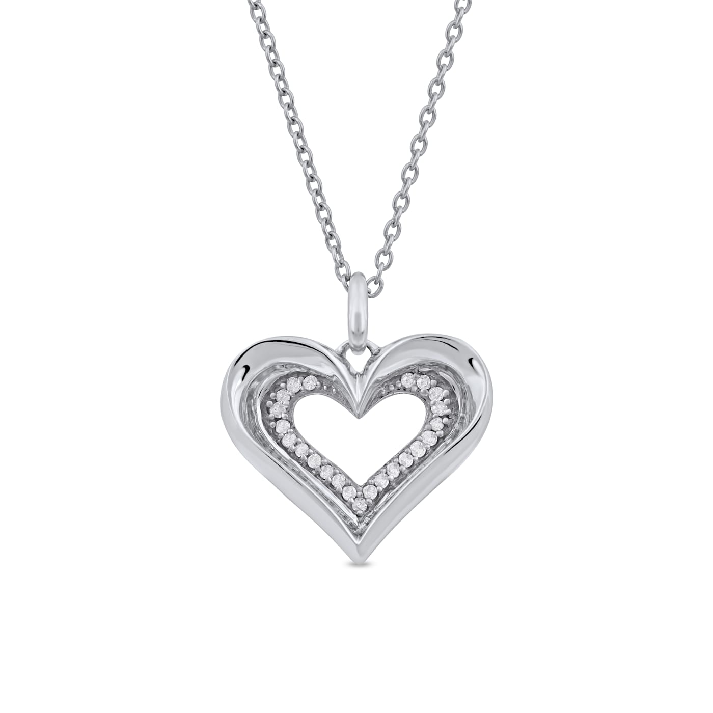 Sterling silver diamond heart pendant necklace online