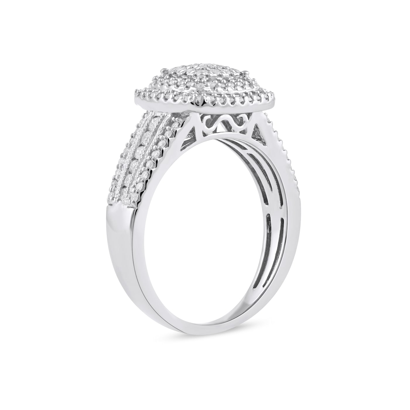 1/2ct TDW Diamond Cluster Double Halo Engagement Ring in 1/2ct TDW Diamond Cluster Double Halo Engagement Ring in