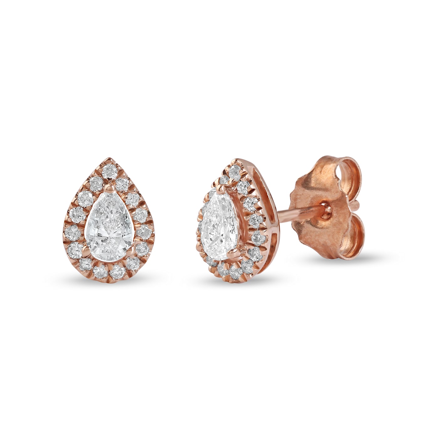 1 3ct TDW Diamond Pear Shape Halo Earrings in 10k Rose Gold