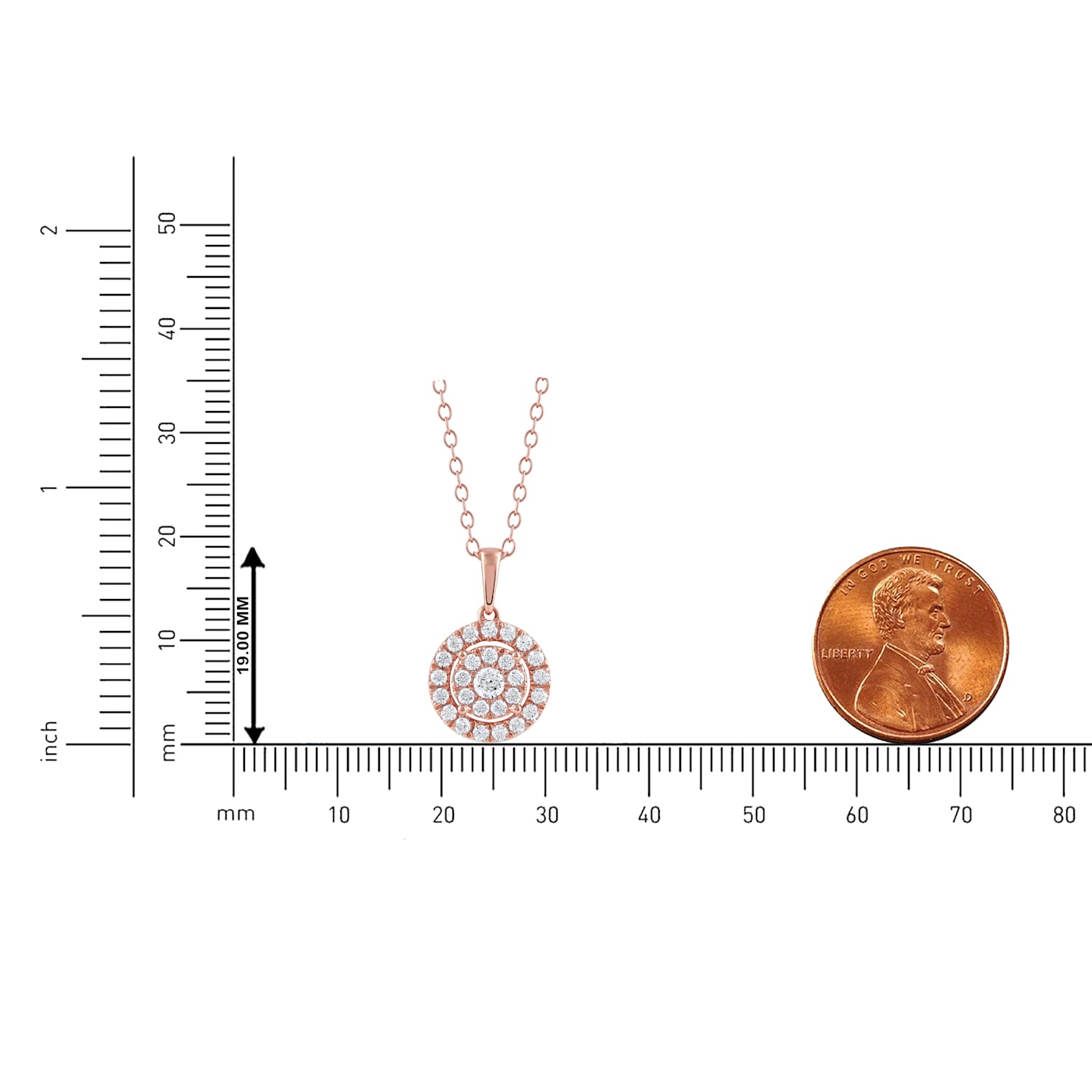 1/2ct TDW Diamond Cluster Halo Pendant Necklace in 10k Rose