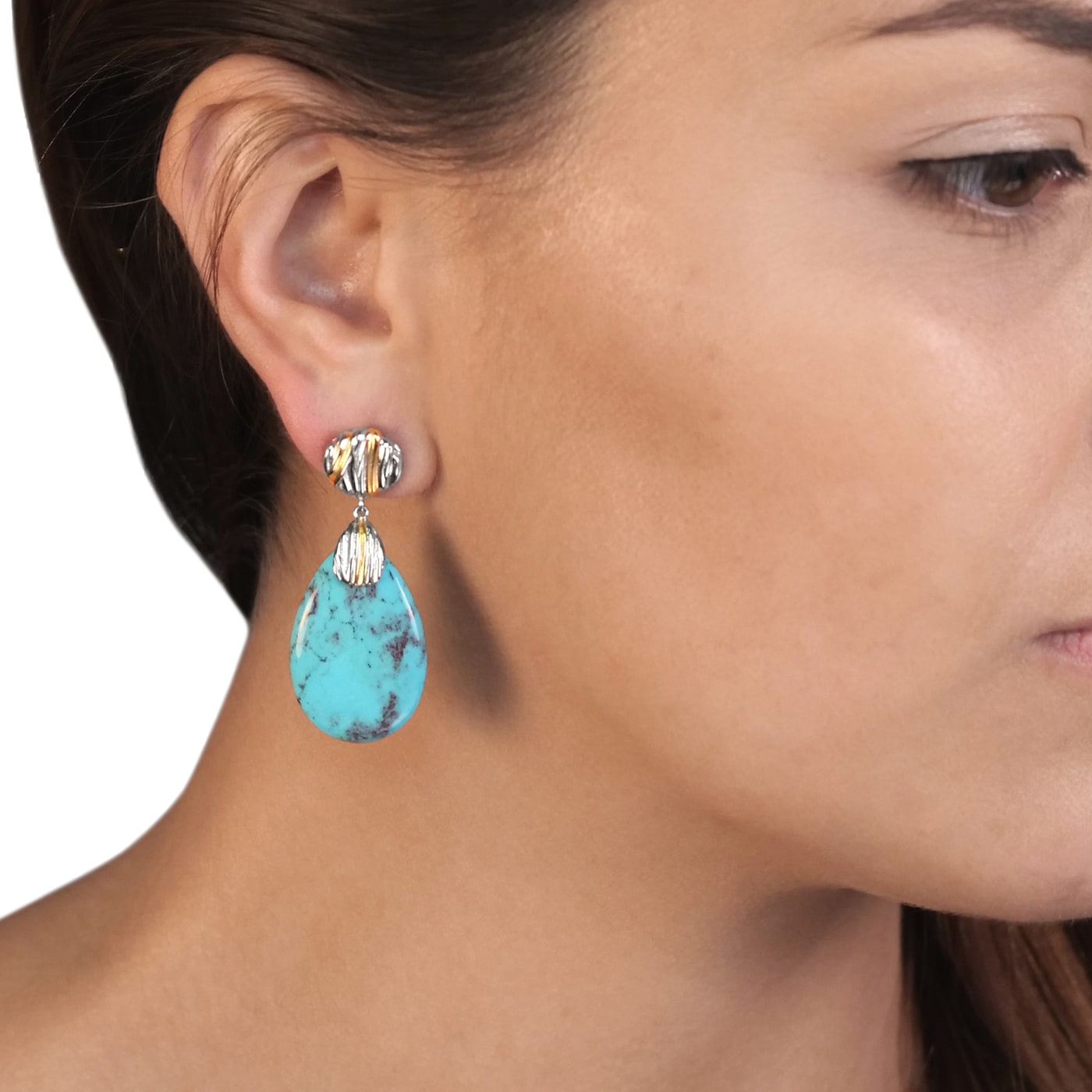 GEMistry Elongated Cabochon Gemstone Pear Drop Earrings in