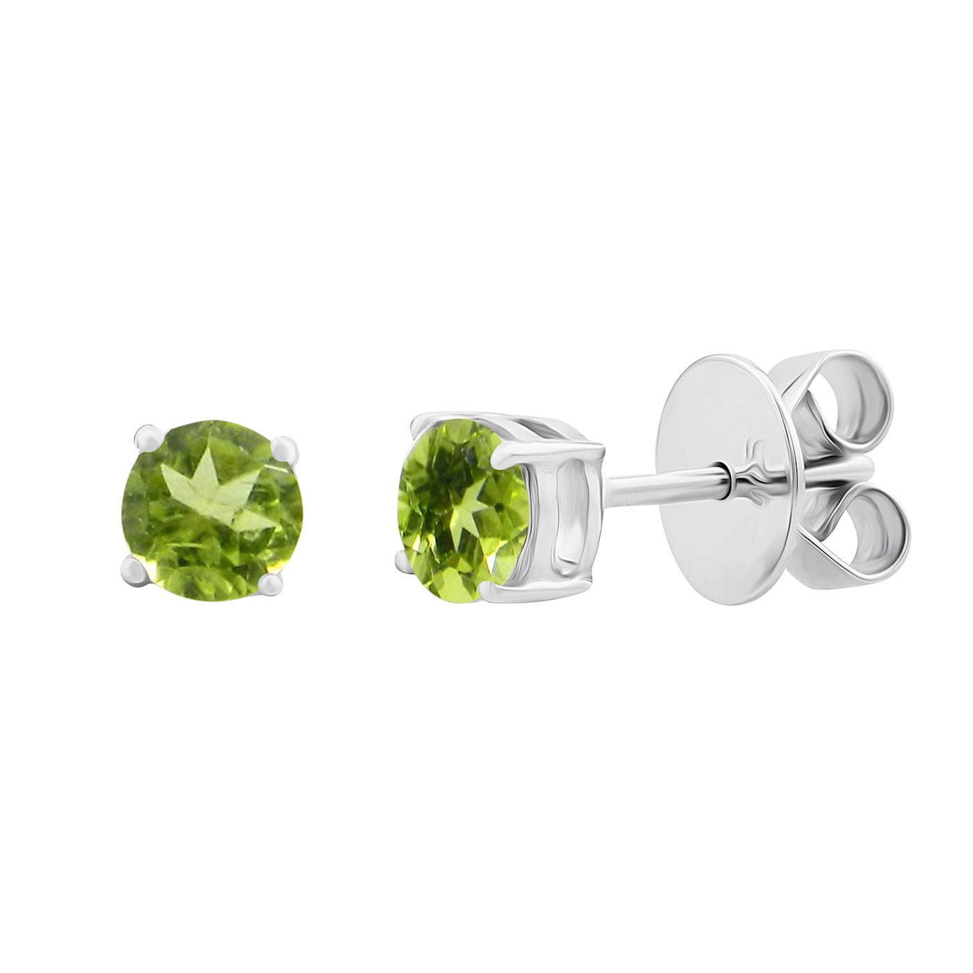 5 mm Natural Round Peridot Stud Earrings Set in 14k White Gold 5 mm Natural Round Peridot Stud Earrings Set in 14k White Gold