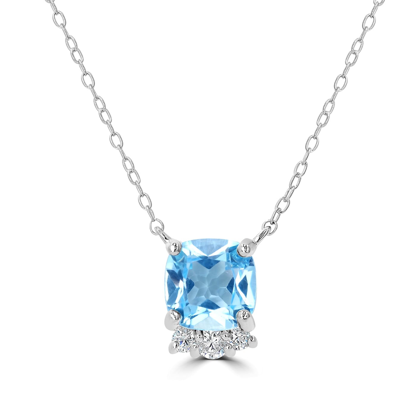 Blue Topaz Pendant 925 Solid Sterling Silver Pendant Cushion