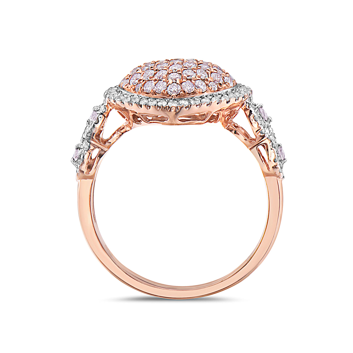 14KT Rose Gold Heart Shaped Ring with 3/4 CTTW Pink and