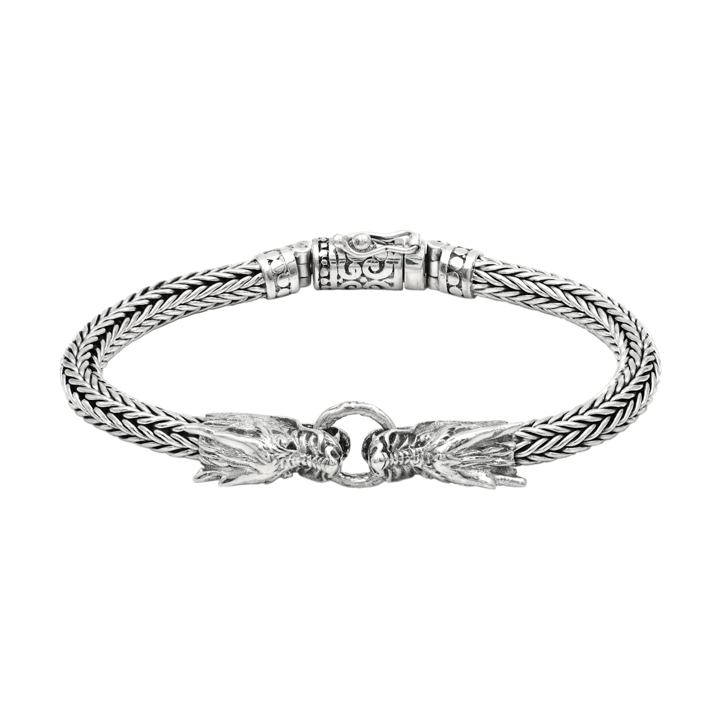 Artisan Balinese Sterling Silver Double Dragon Bracelet - 1CKJ3A