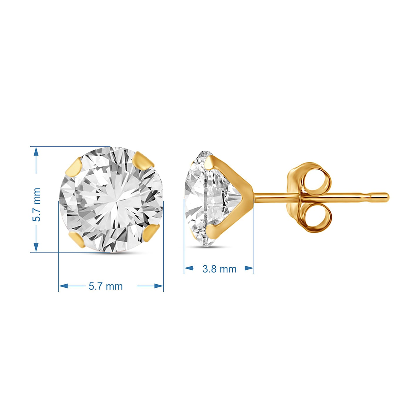 Jewelili 3 Pair Box Set Stud Earrings with White Round Cubic