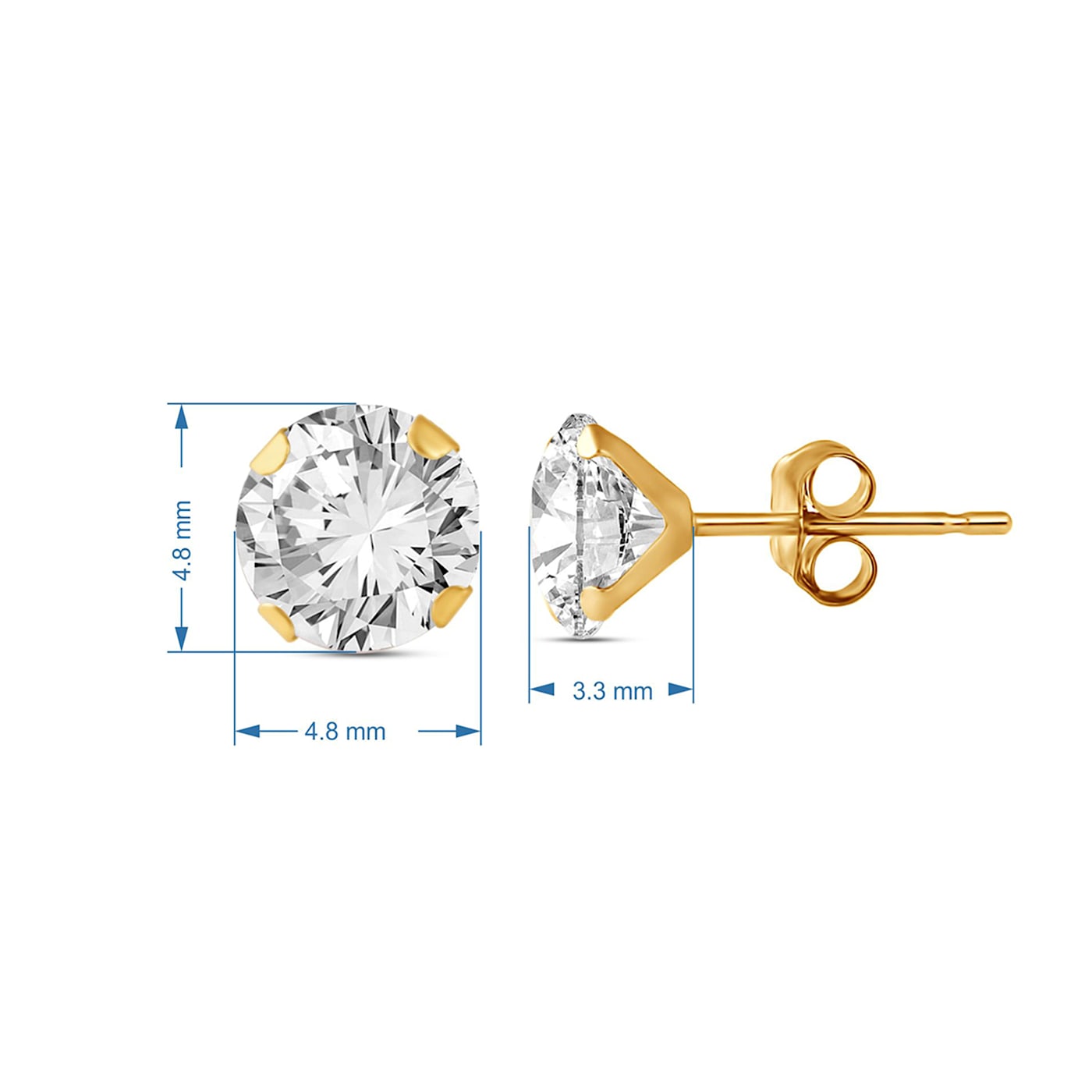 Jewelili 3 Pair Box Set Stud Earrings with White Round Cubic