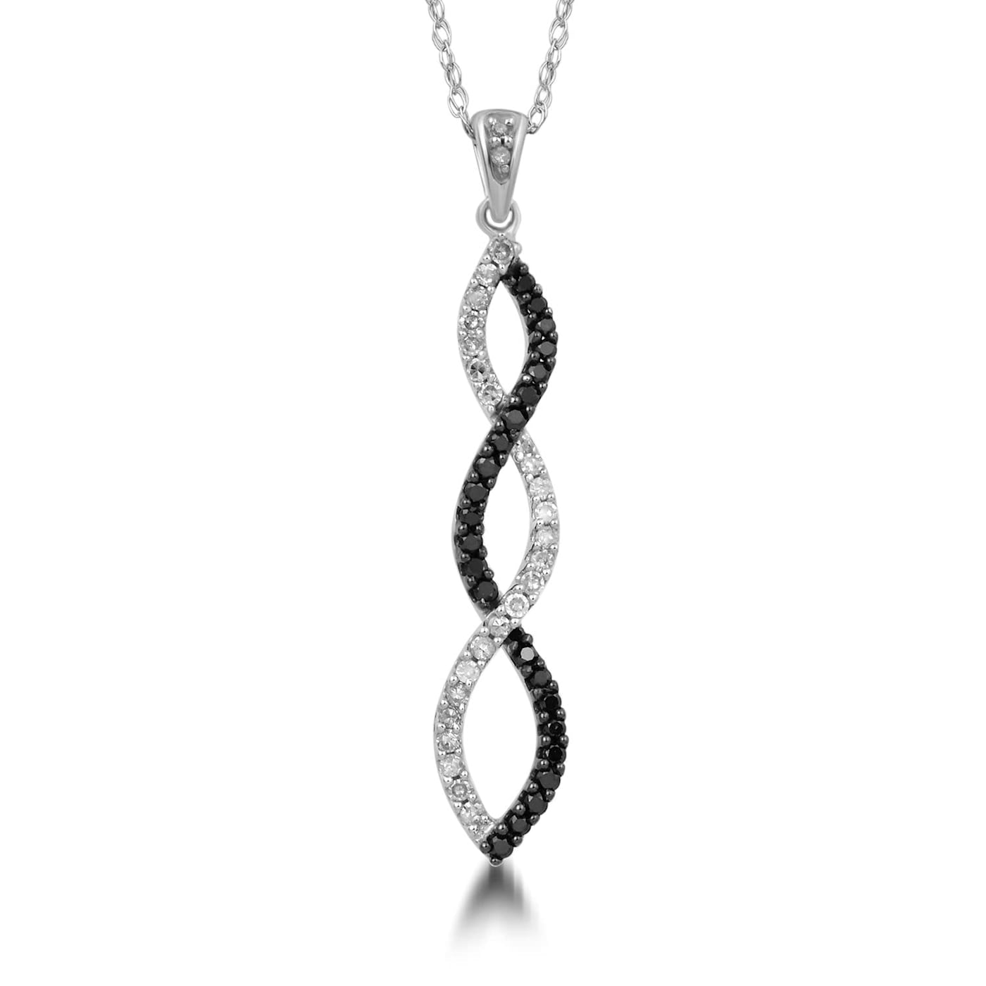 Jewelili 10K White Gold 1/4 Ctw Round Treated Black and