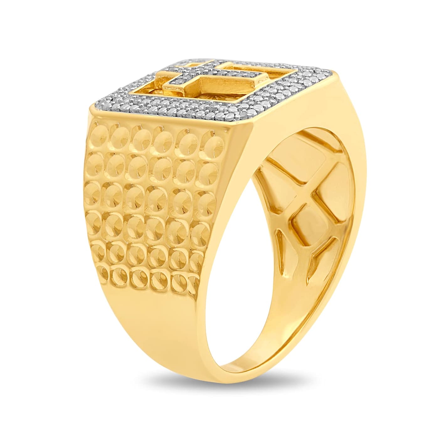 White Diamond 14K Yellow Gold Over Sterling Silver Cross White Diamond 14K Yellow Gold Over Sterling Silver Cross