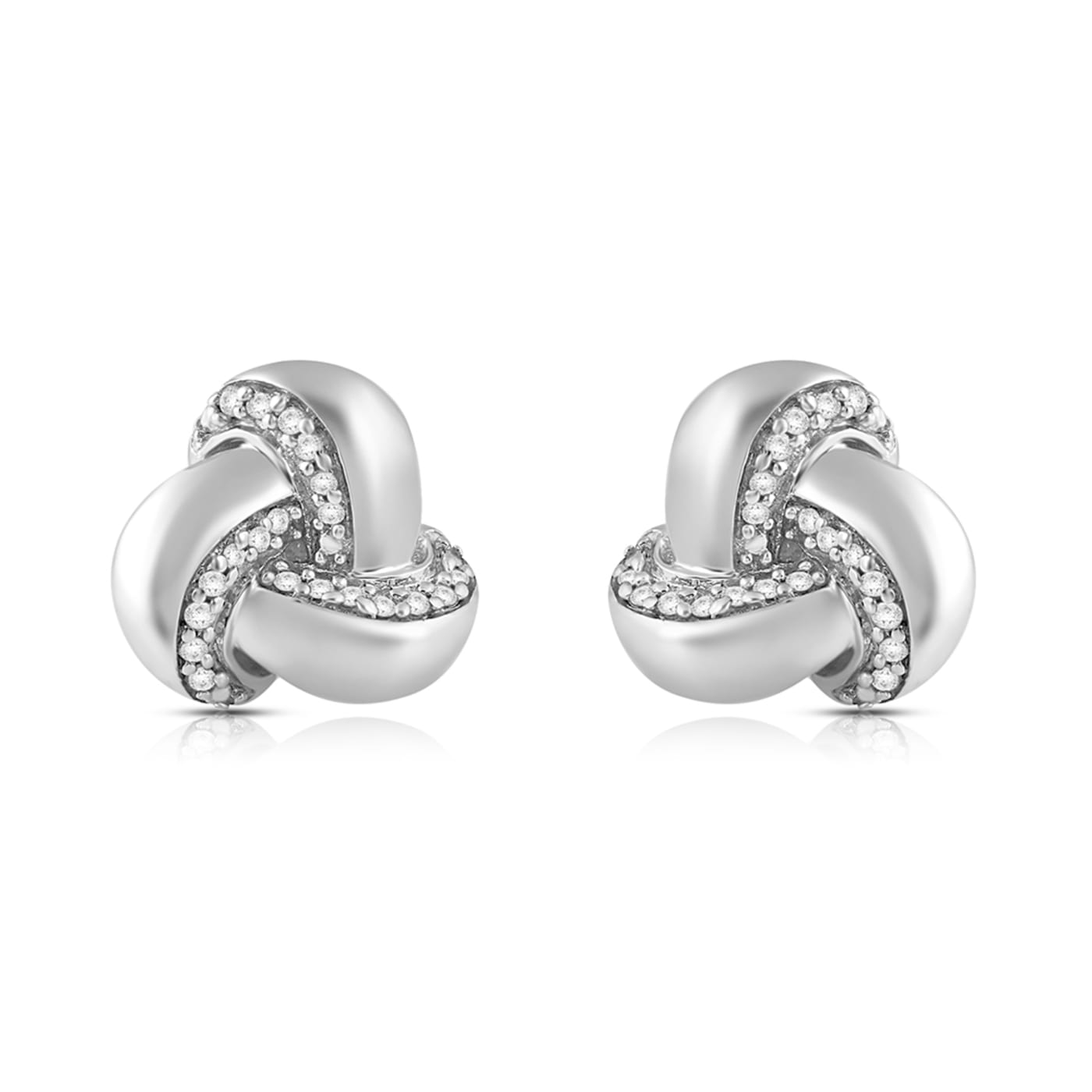 Natural White Diamond Sterling Silver Stud Earrings 0.10 CTW