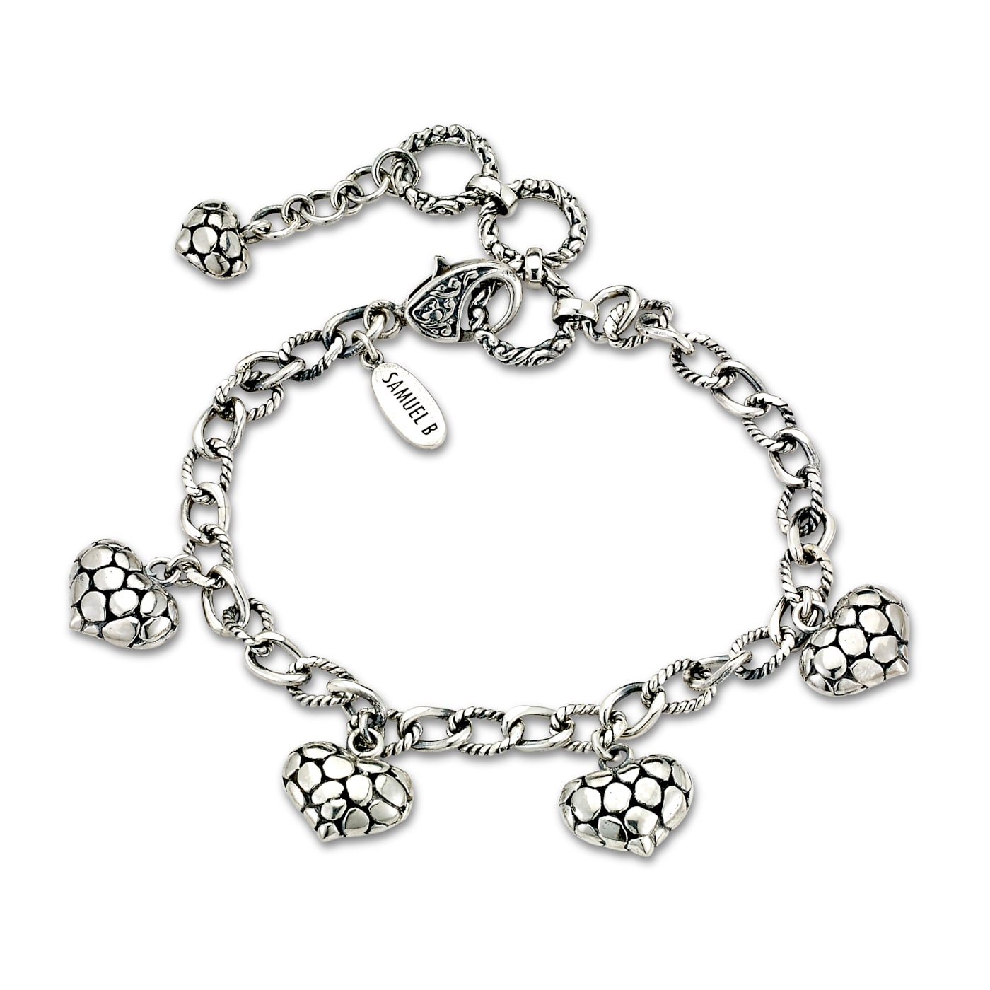Sterling Silver Multi Heart Charm Bracelet - 1QKBVA