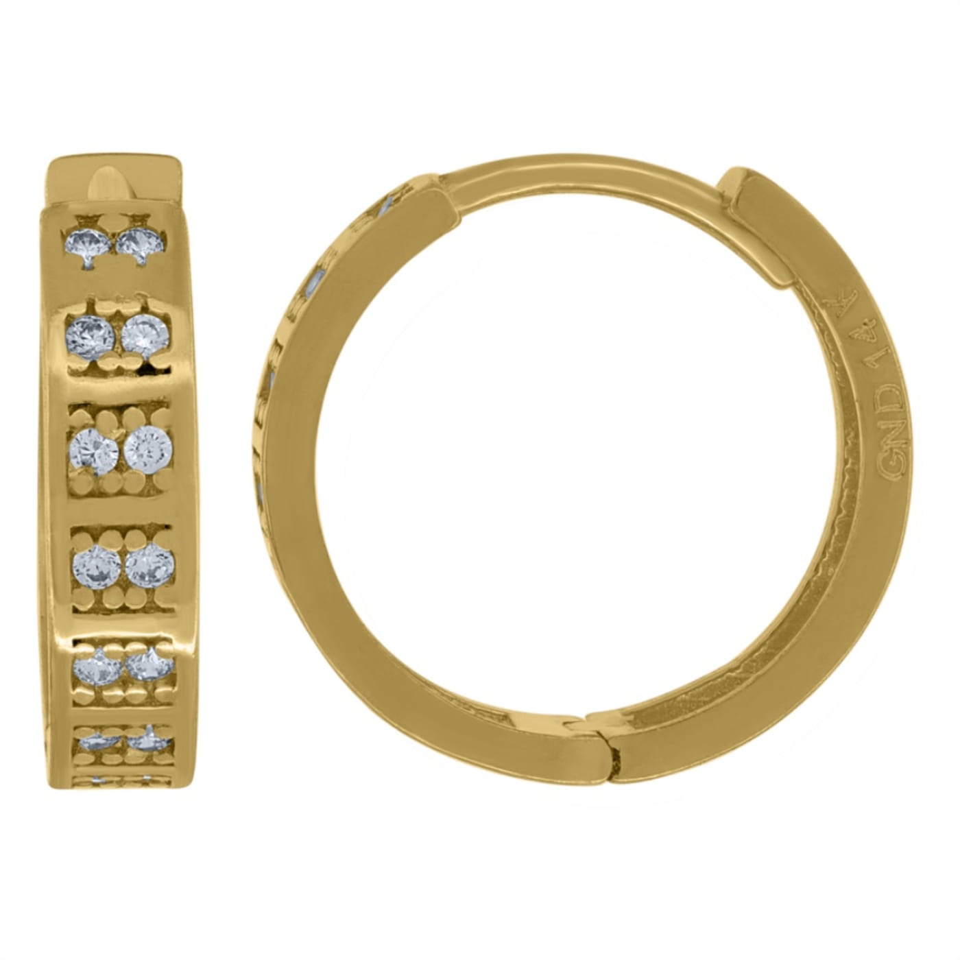 Diamond2Deal 14k Yellow Gold Cubic Zirconia Huggie Hoop