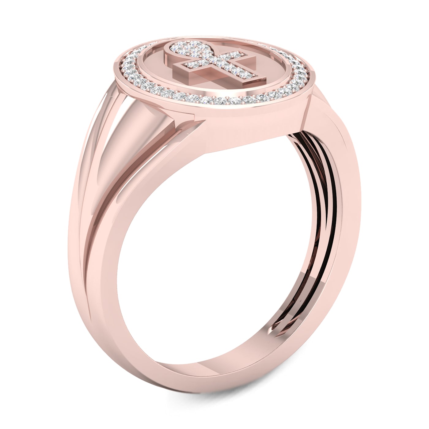 Diamond2Deal 10K Rose Gold .15ctw Round Diamond Cross Band