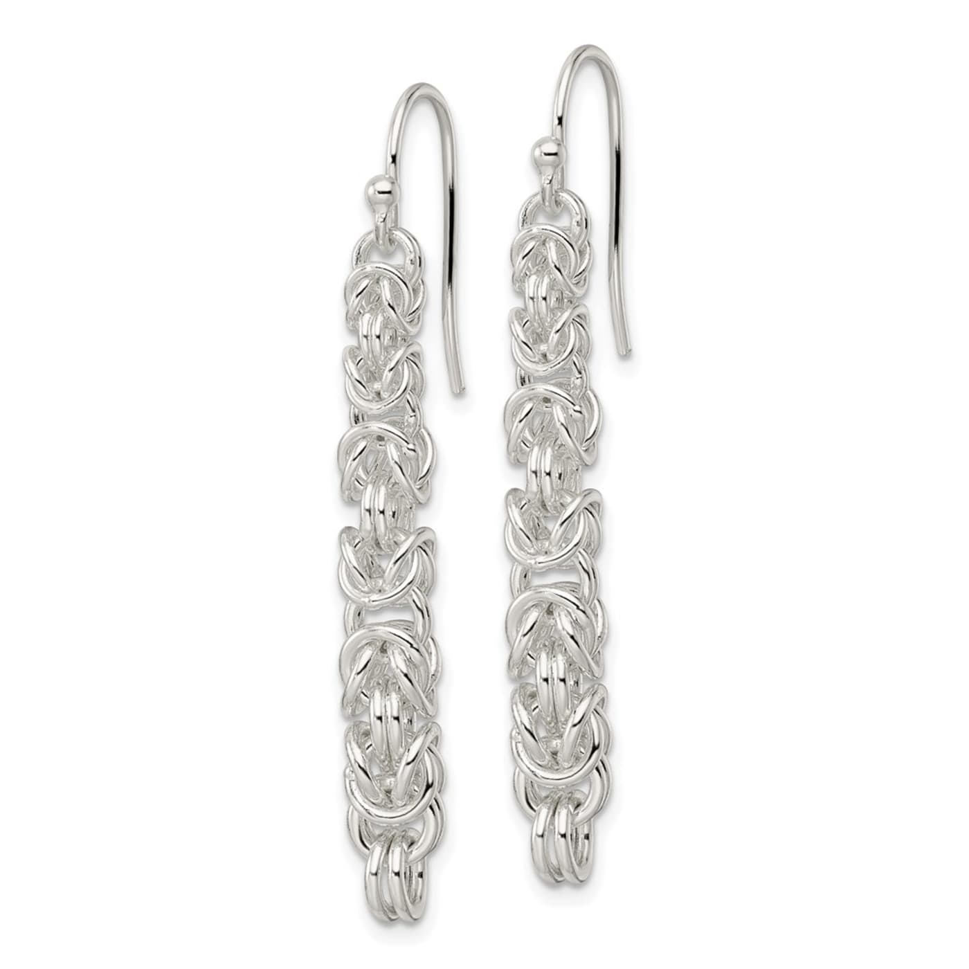 Dangling Chainmail Earrings, Solid Sterling Silver Chainmail