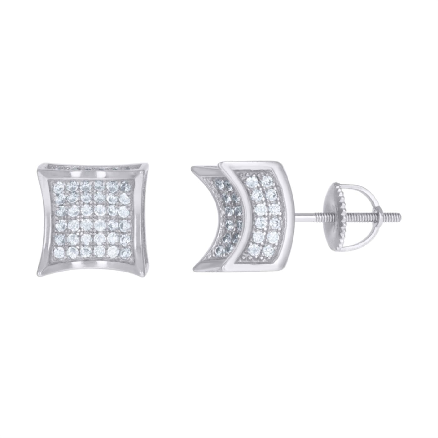 Diamond2Deal 925 Sterling Silver Cubic Zirconia Concave Square