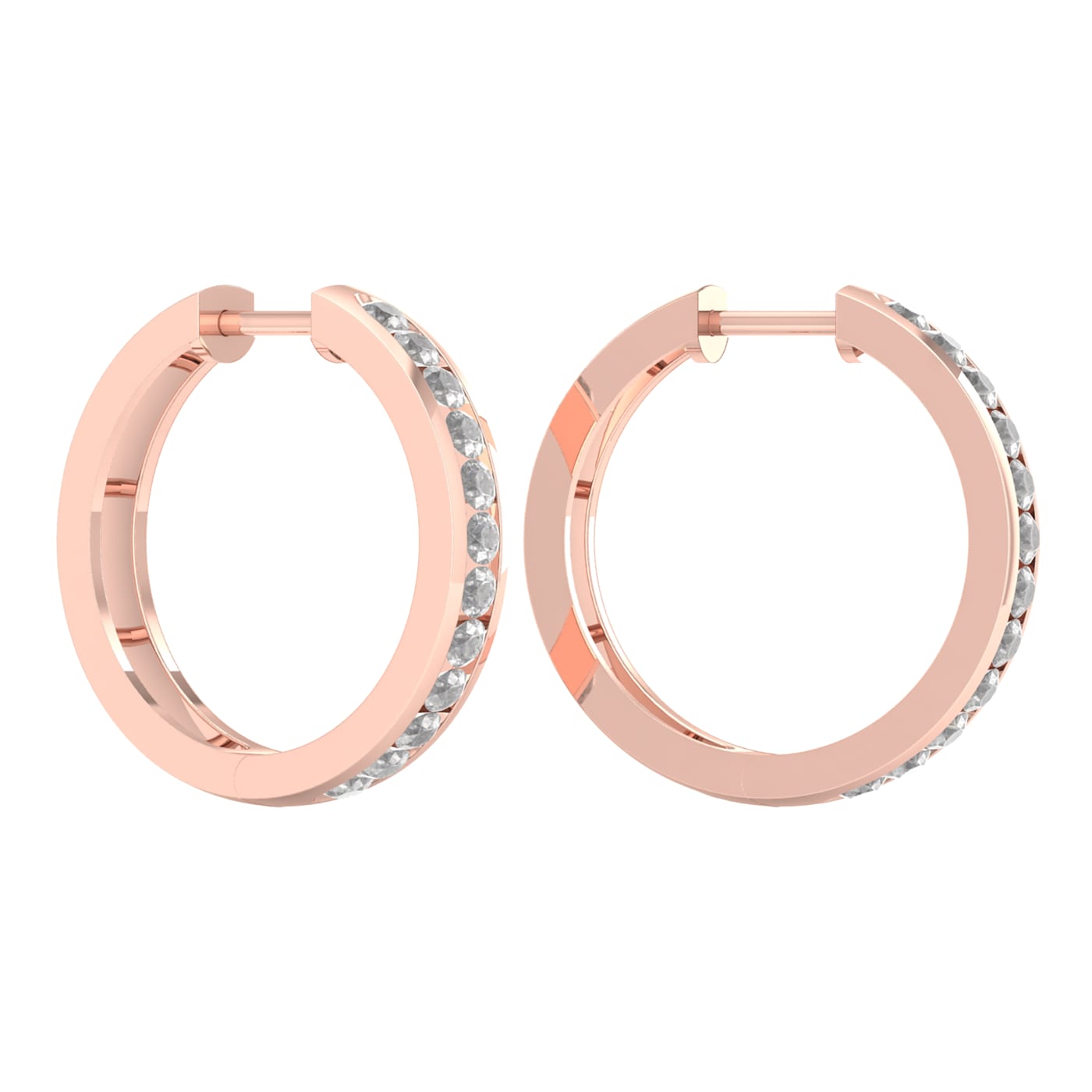 Diamond2Deal 14K Rose Gold Over Sterling Silver Round Diamond Huggie Hoop  Earrings - 176Z8C