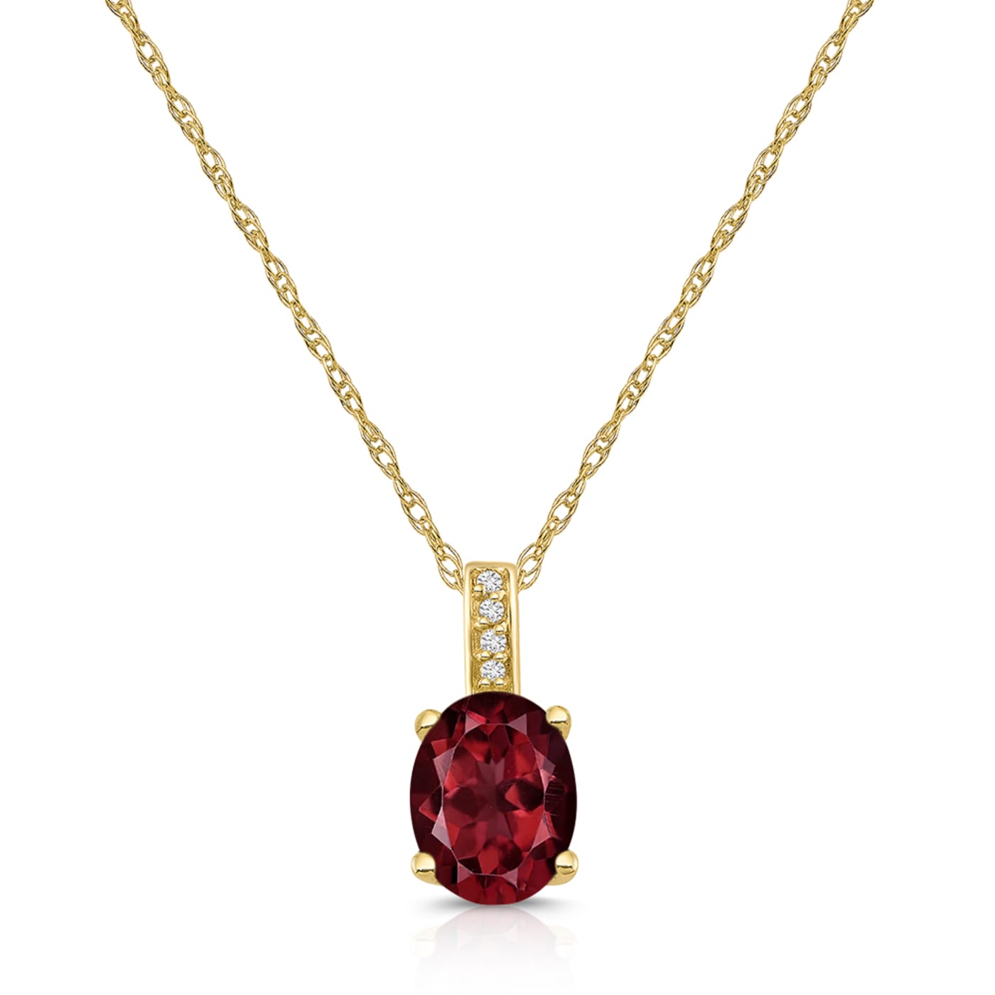 Angara Natural Rhodolite Garnet Solitaire Pendant Necklace for