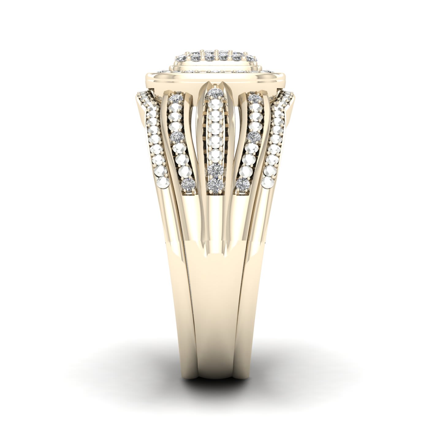 Diamond2Deal 10K Yellow Gold .15ctw Diamond Halo Bridal Set
