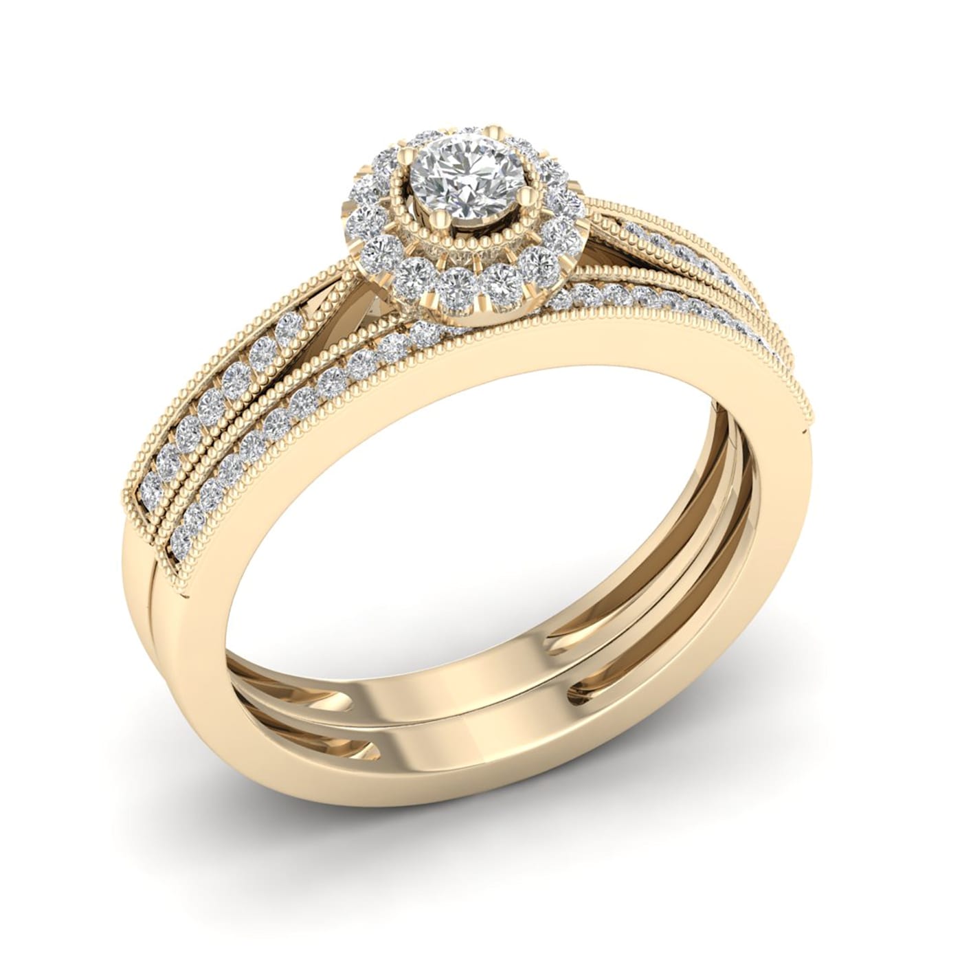 Diamond2Deal Engagement Ring Wedding Band Bridal Set 10k