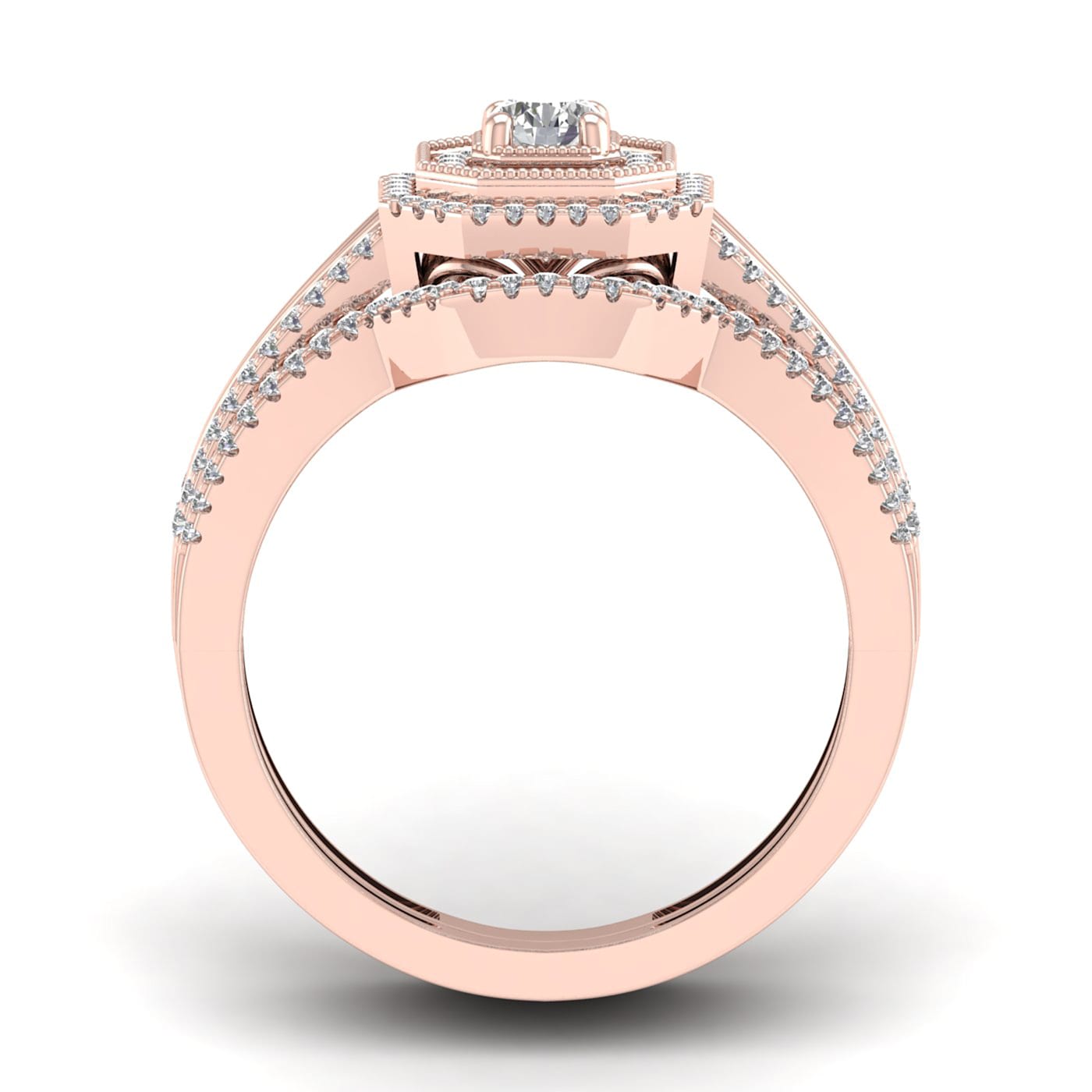 Diamond2Deal 10k Rose Gold 1/2ctw Diamond Halo Ring Bridal
