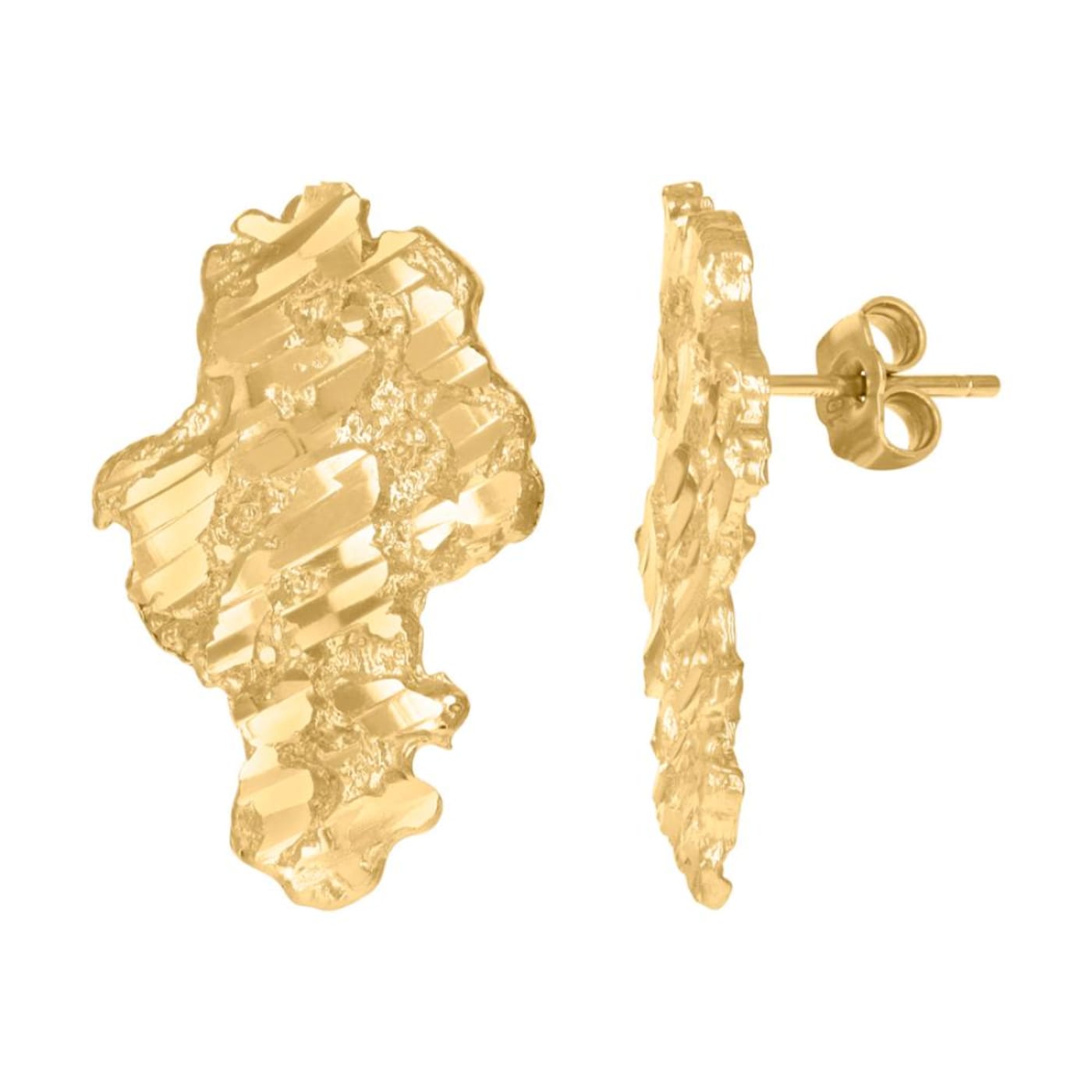Diamond2Deal 10k Yellow Gold Nugget Stud Earrings for Men