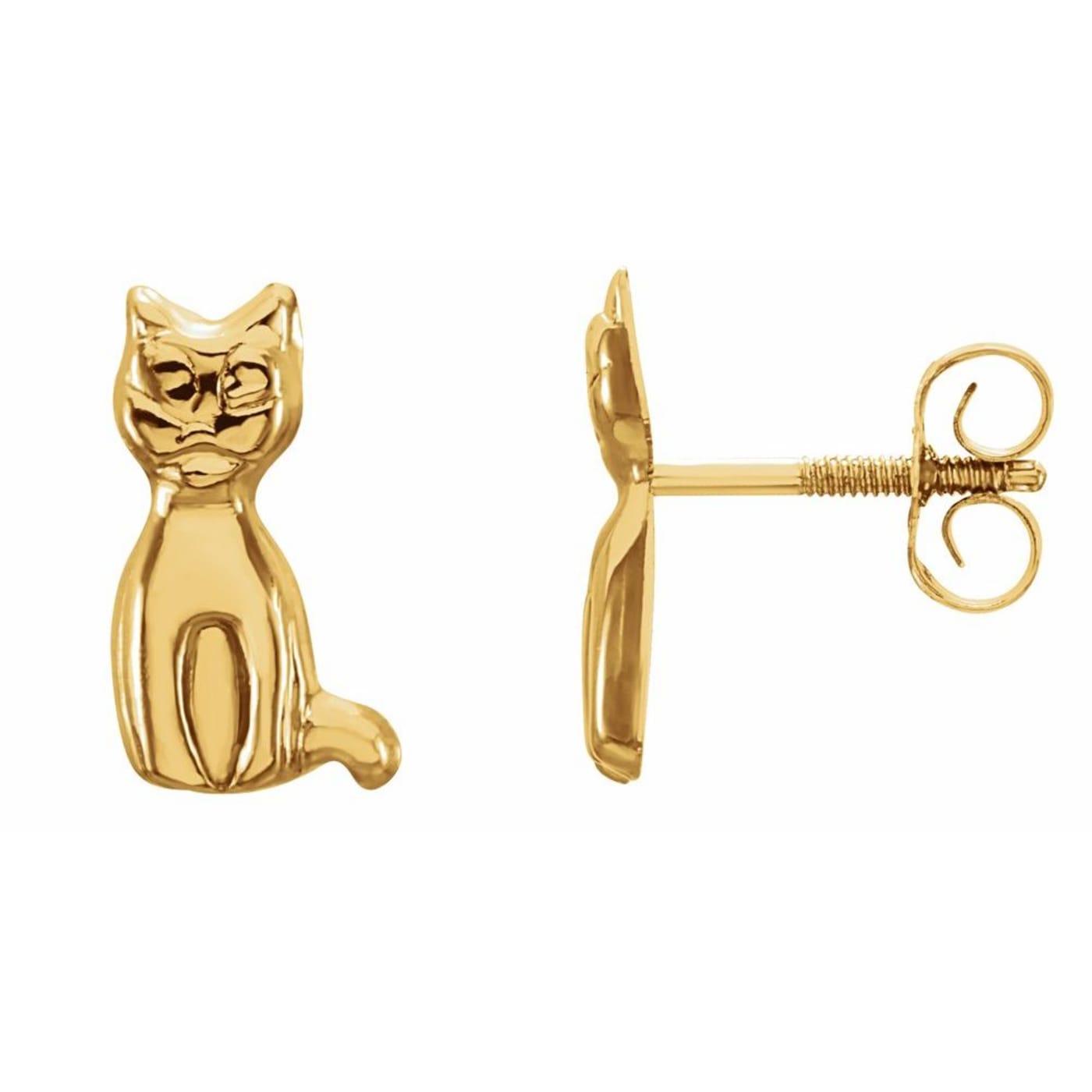 14k gold store cat earrings