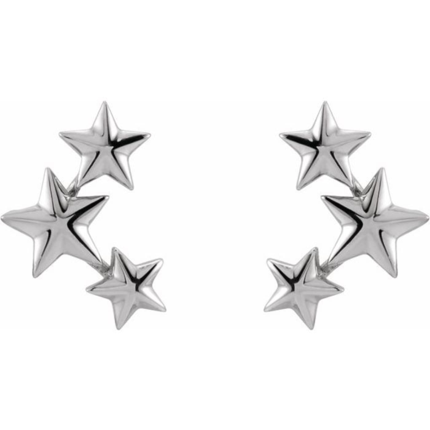 Diamond2Deal 14k White Gold 11.4x4.3 mm Star Ear Climbers for