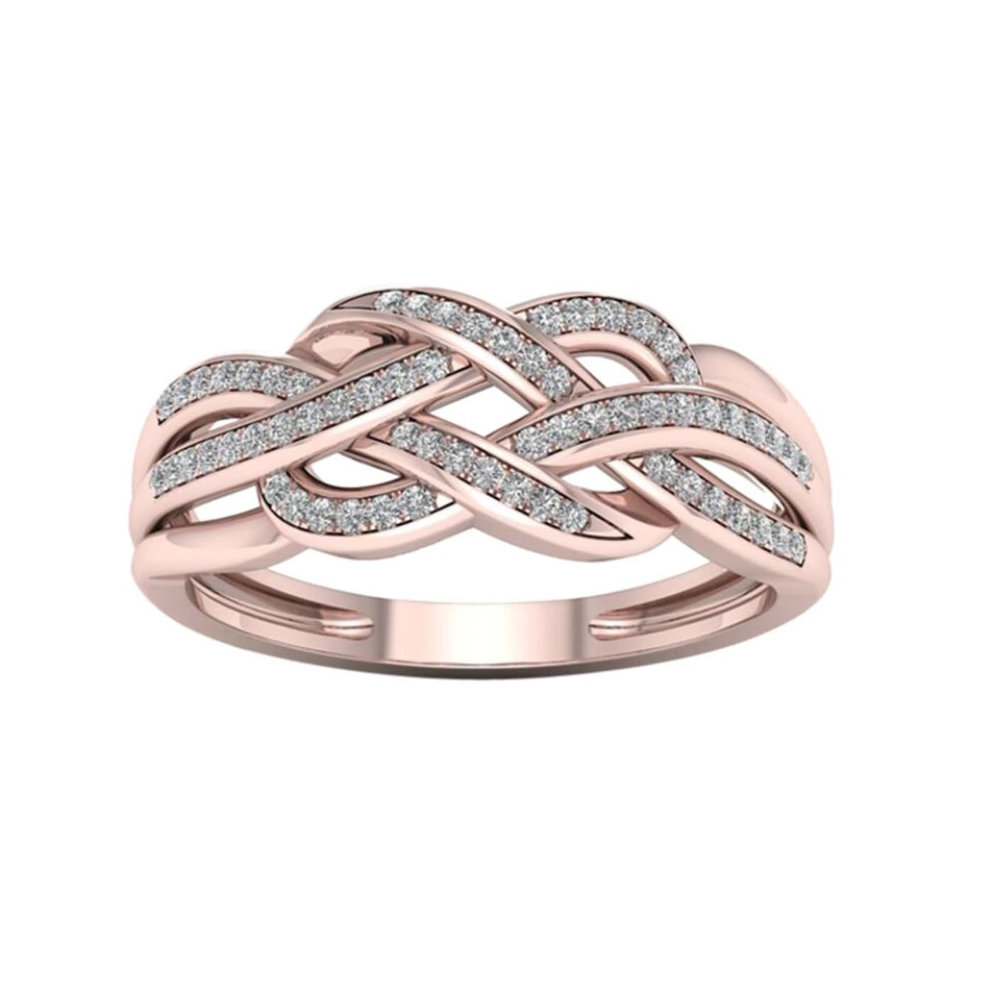 Diamond2Deal 10k Rose Gold Round Cut 0.18cttw Diamond I2-H-I