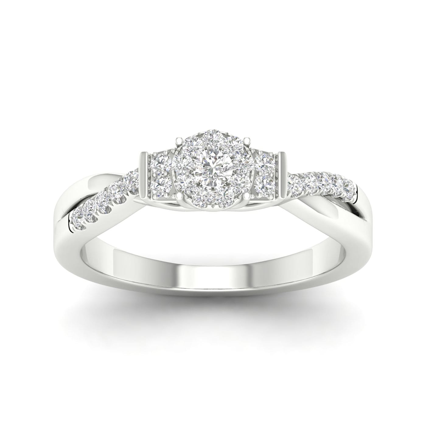 Diamond2Deal 1/4ctw 10k White Gold Diamond Halo Engagement