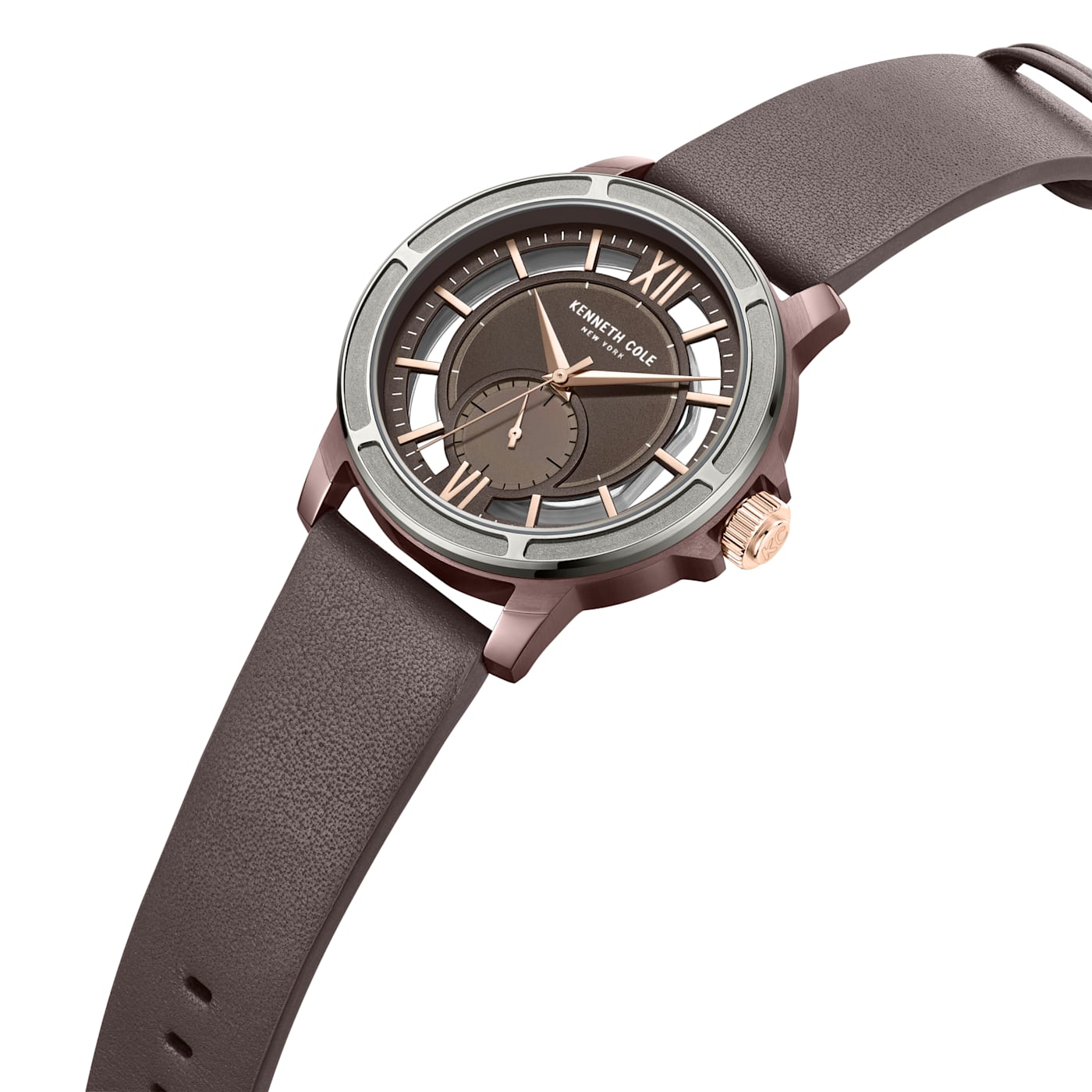 Kenneth Cole New York Men s Brown Leather strap watch 14K2PB