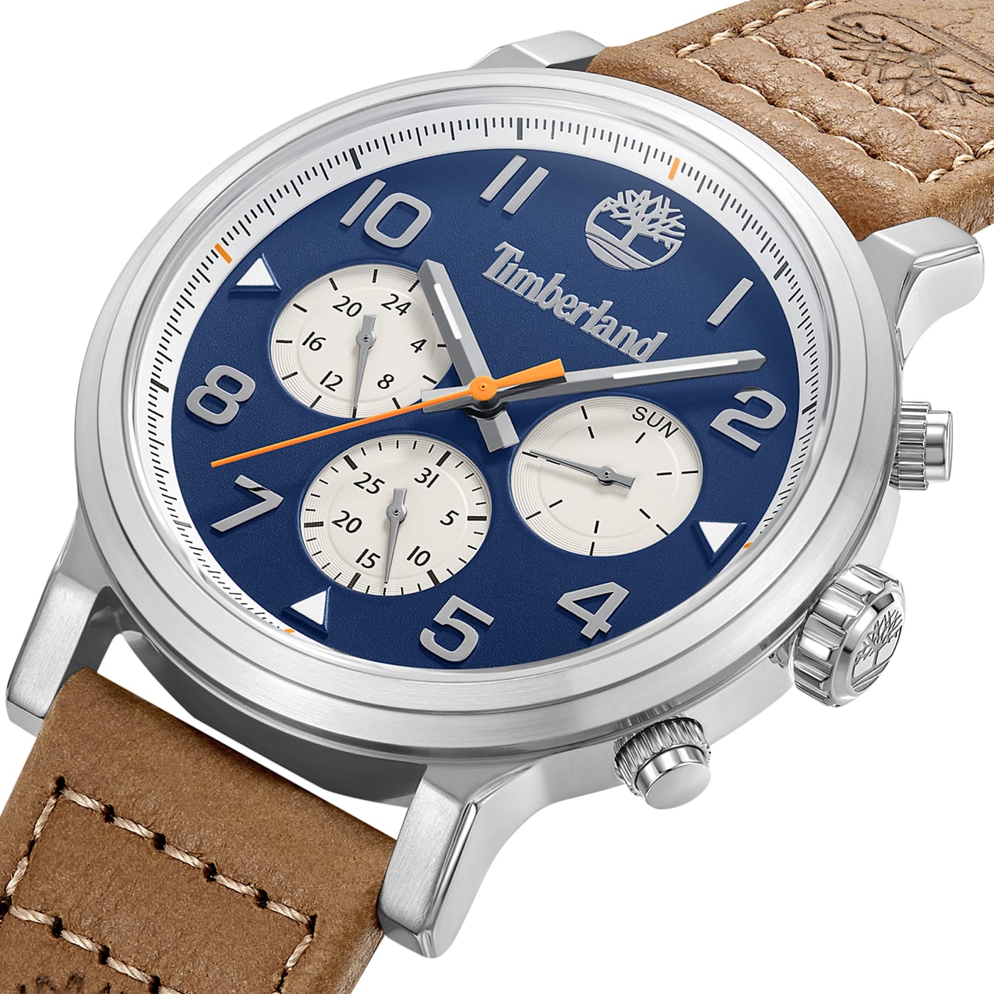 Timberland Pancher Collection Men's Watch with Brown Leather Strap