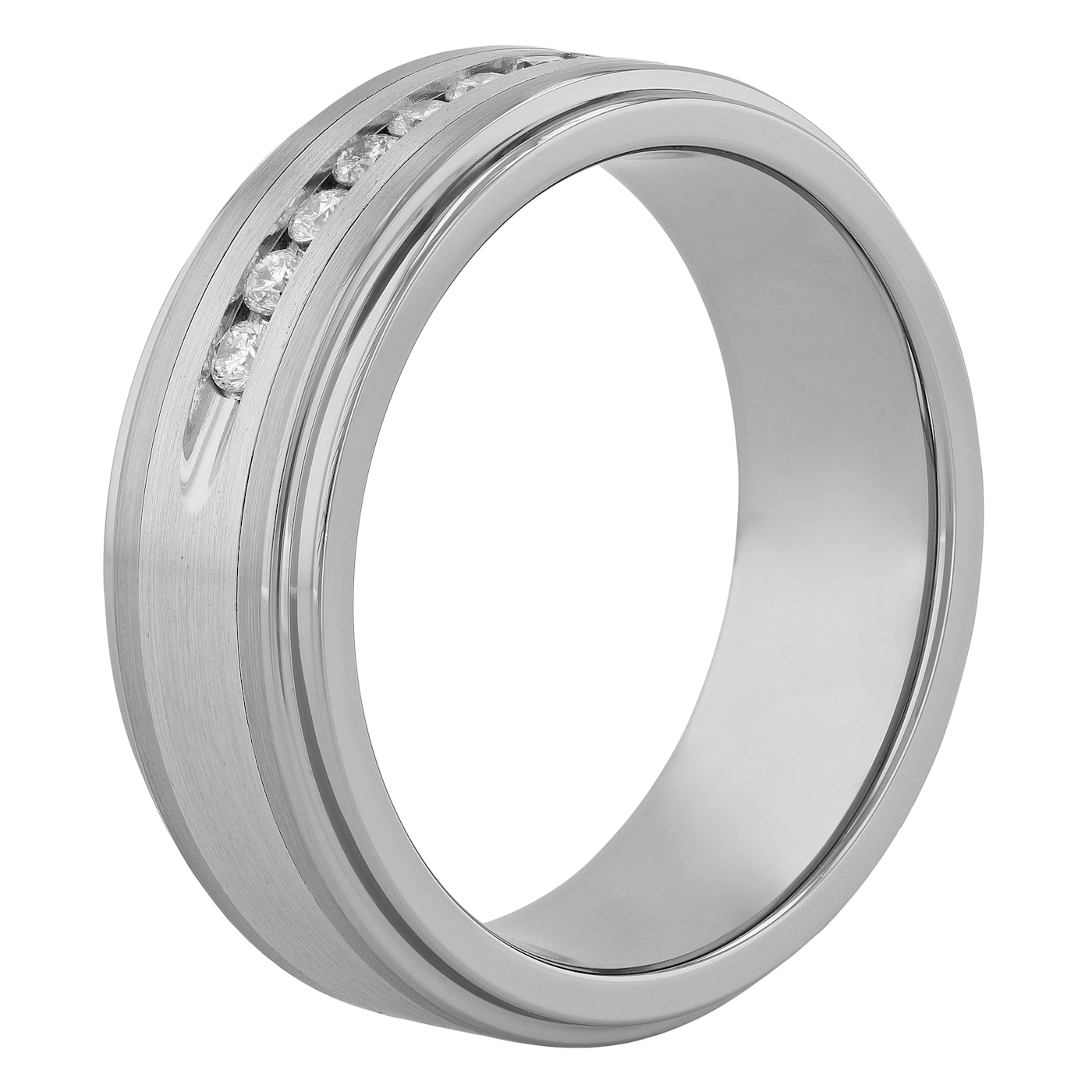 WEB限定お買い得商品の新着アイテム Stainless and Tungsten Diamond 0.25CTW Steel 1D61YA - Band その他