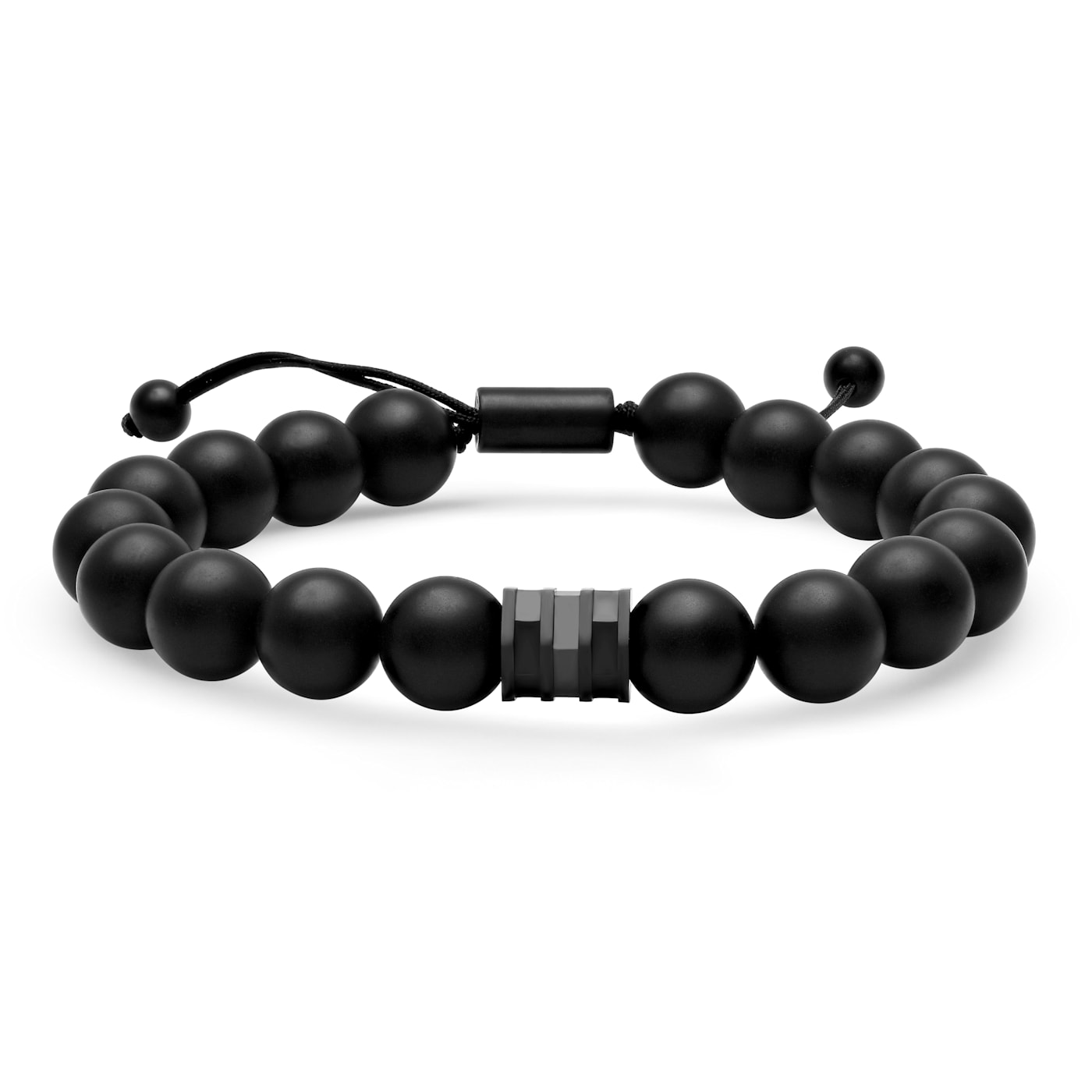 Matte Black Stainless Steel and Matte Black Onyx Bead Bolo